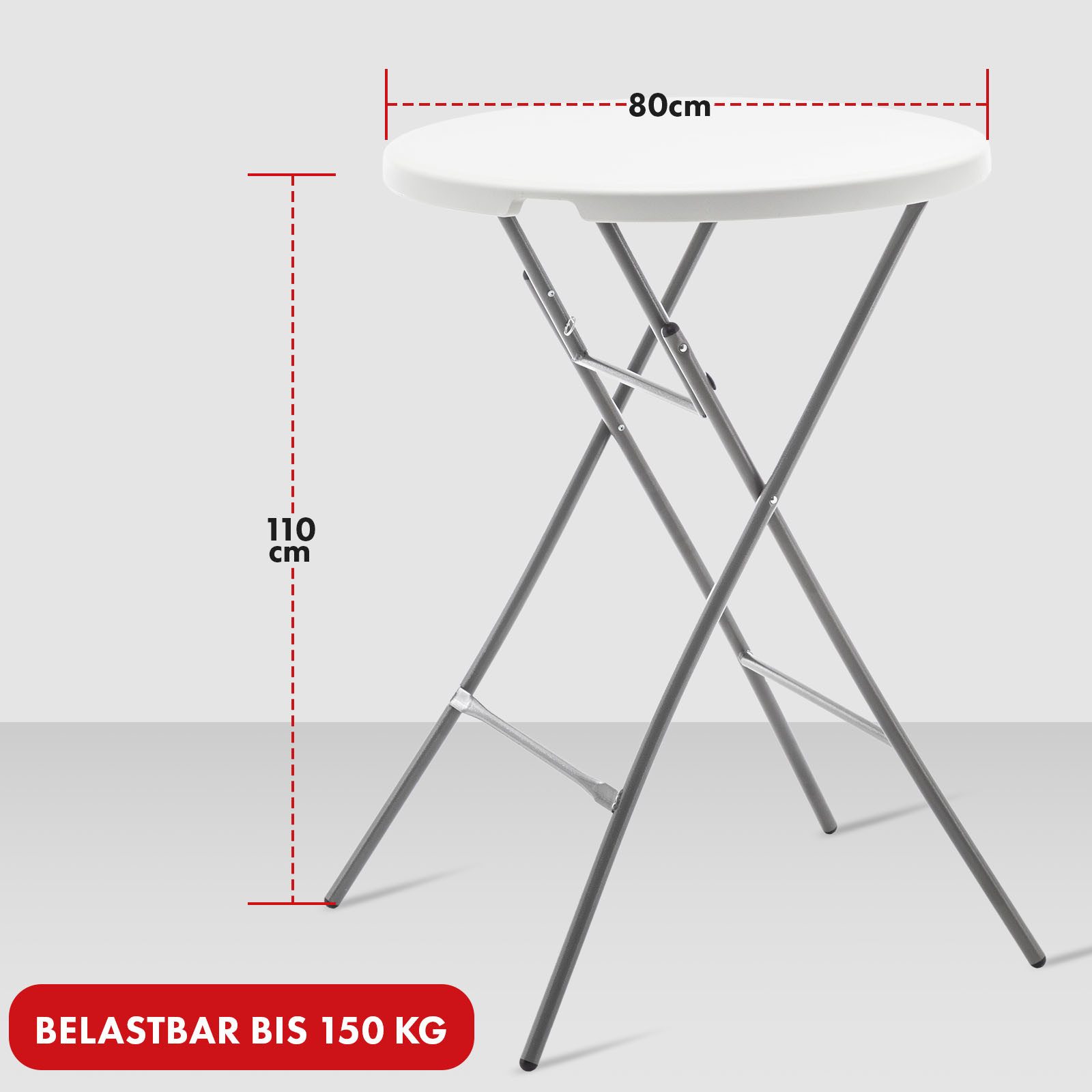 Kubus Campingtisch Lugo, Runder Klapptisch Ø80 cm, Ideal für Garten, Balkon & Events, Kompaktes Klappdesign mit geringem Gewicht