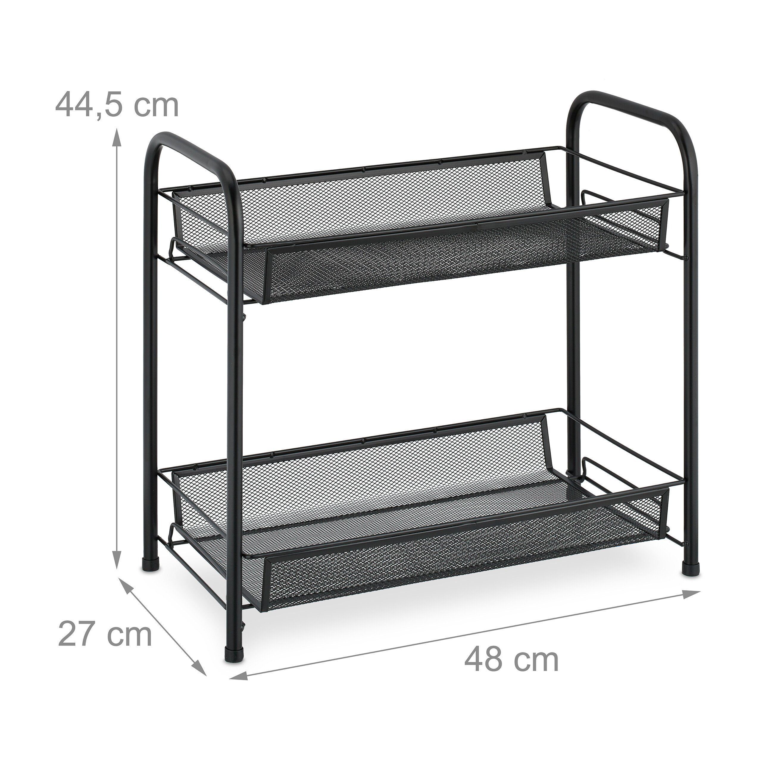 relaxdays Gewürzregal mit 2 Ablagen aus Metall, 1-tlg., schwarz – Bild 4 von 5