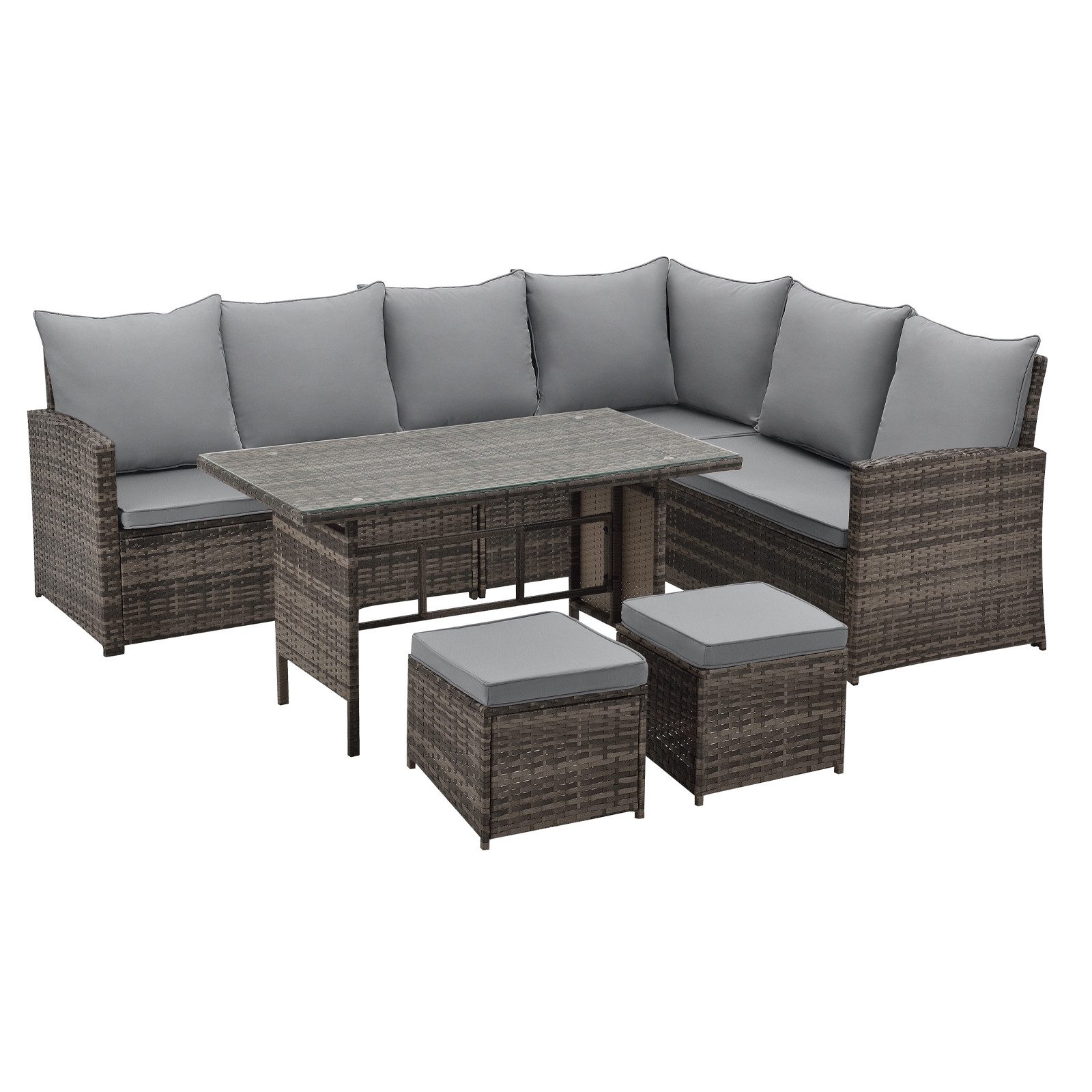 SVITA Loungeset MONROE, (Lounge-Set, 4-tlg., Gartenlounge), Garten-Lounge, Poly-Rattan, Sitzgruppe, Outdoor, Lounge-Möbel