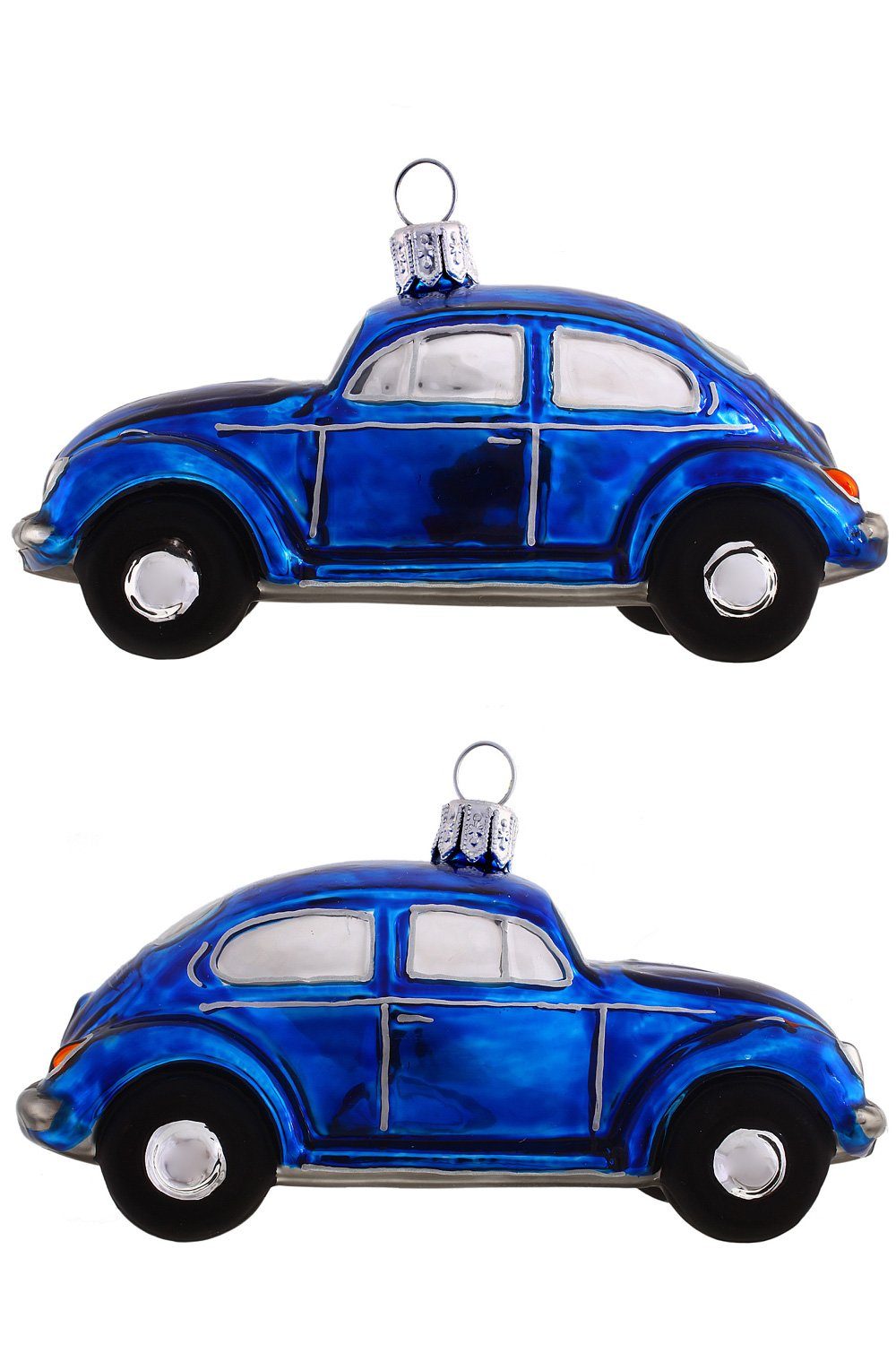 Hamburger Weihnachtskontor blau, mundgeblasen Käfer VW Christbaumschmuck - - Dekohänger handdekoriert