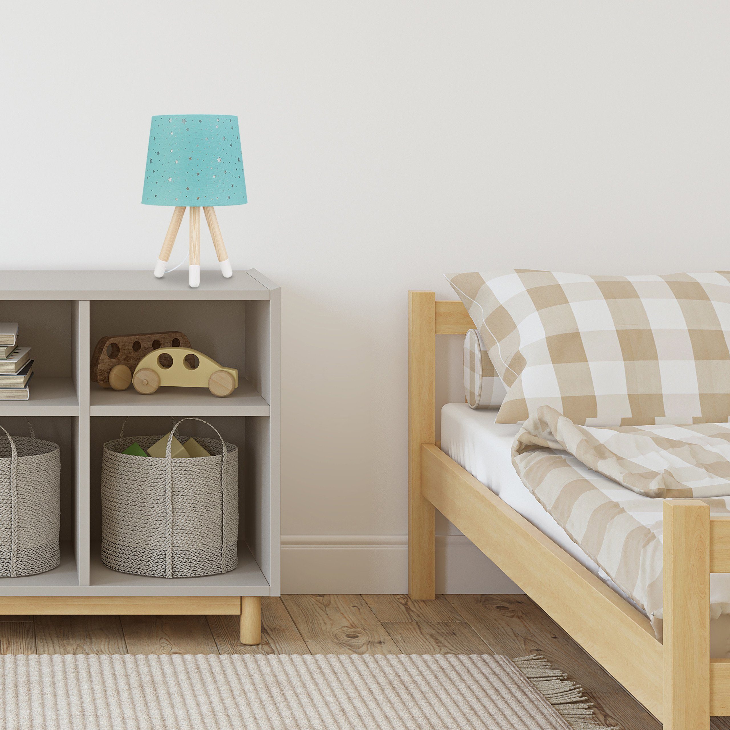 relaxdays Nachttischlampe Tischlampe Kinderzimmer Sterne, Mint günstig online kaufen
