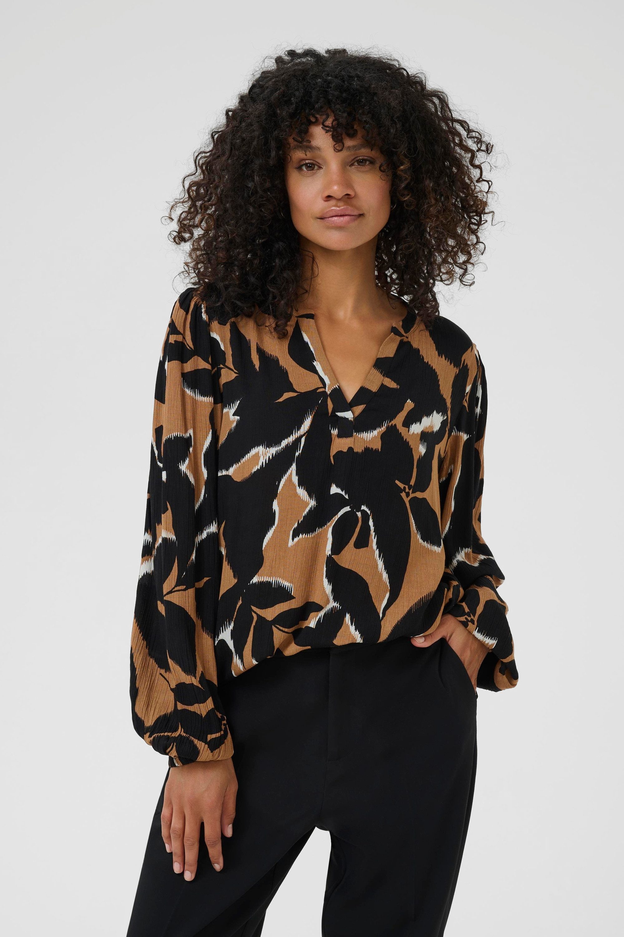 KAFFE Langarmbluse Bluse langarm KAbeate