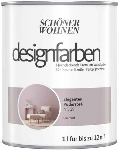 SCHÖNER WOHNEN-Kollektion Wand- und Deckenfarbe »Designfarben«, 1 Liter, Elegantes Puderrosa Nr. 19, hochdeckende Premium-Wandfarbe