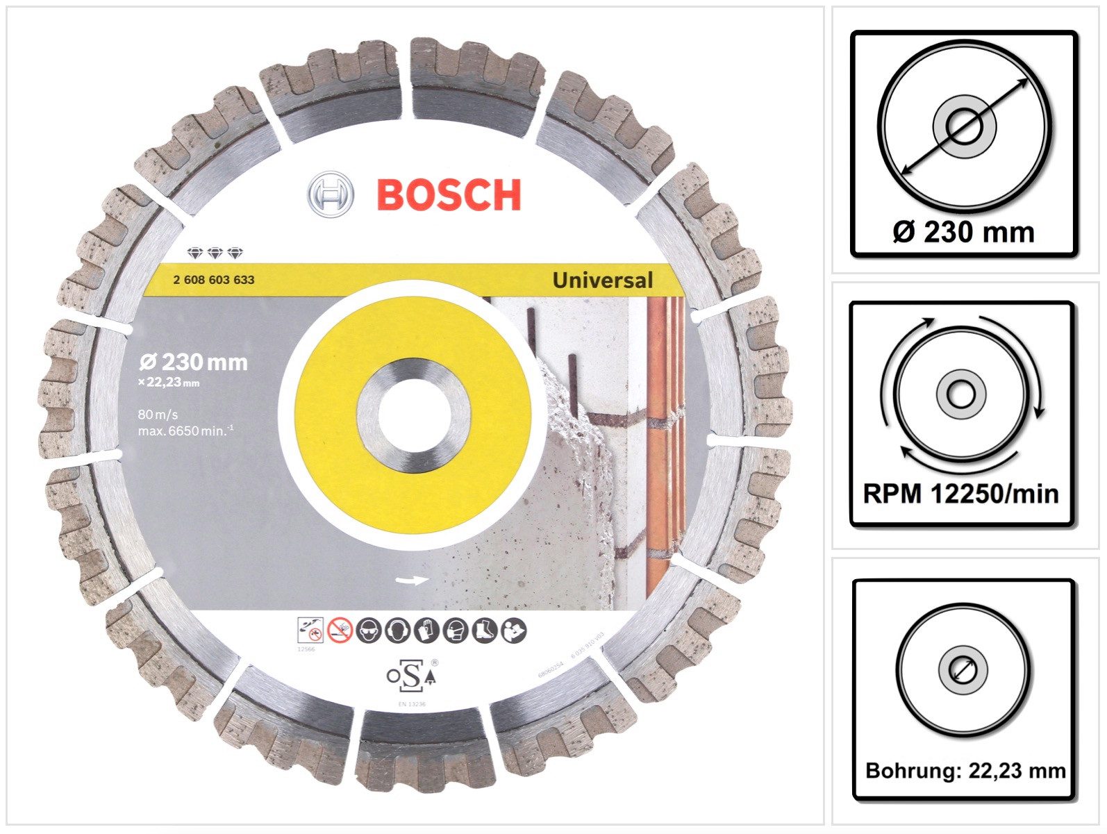 Bosch Professional Trennscheiben Diamant Trennscheibe Best for Universal 230 x 22,23 mm (2608603633)