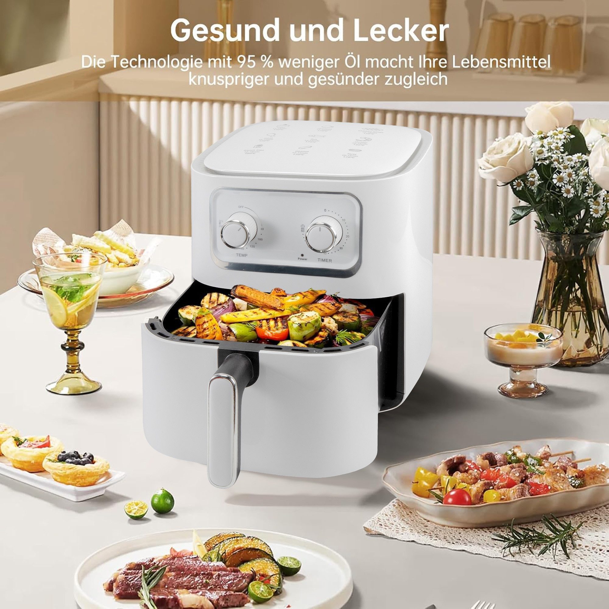 Forrlite Heißluftfritteuse Airfryer Heißluftfritteuse,2400W Multifunktionale Air Fryer XXL 10L,Heissluftfritteuse,Schnelle Erwärmung,95% weniger Öl,55 Prozent energiesparend,spülmaschinenfeste Körbe, 2400 W, Heißluft Fritteuse XXL, 95% weniger Öl