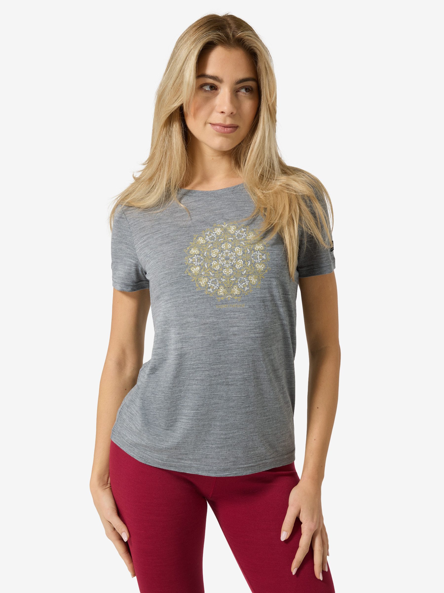 SUPER.NATURAL Print-Shirt Merino T-Shirt W ORNAMENT TEE lässiger Merino-Materialmix