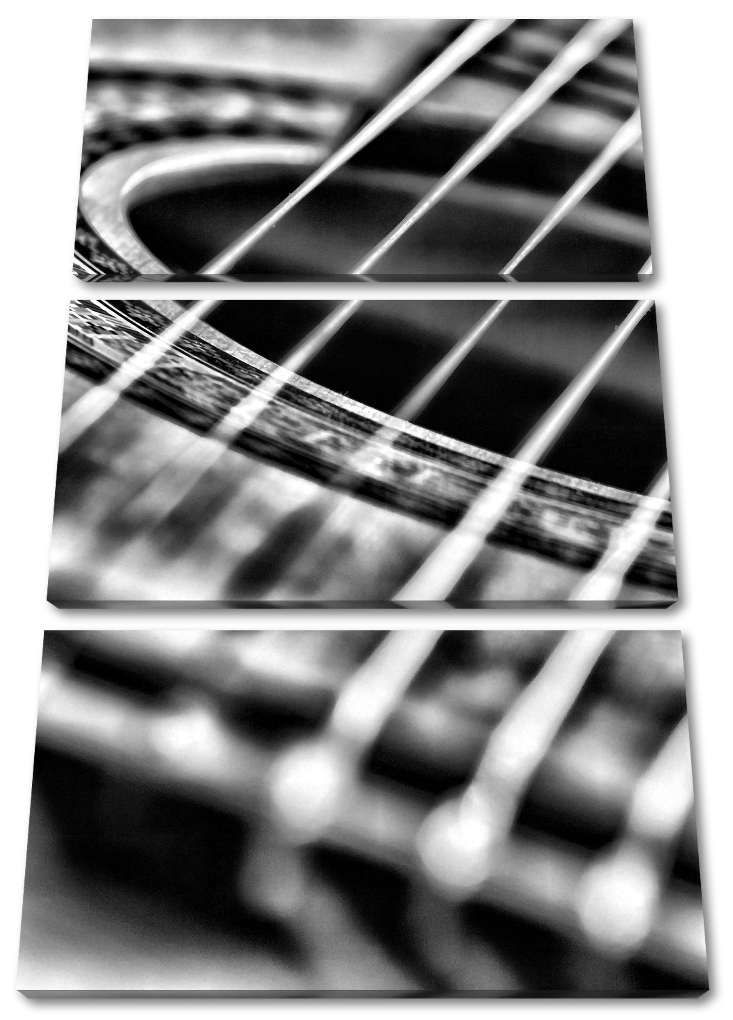 Pixxprint Leinwandbild Gitarrensaiten and Music, Gitarrensaiten and Music 3Teiler (120x80cm) (1 St), Leinwandbild fertig bespannt, inkl. Zackenaufhänger
