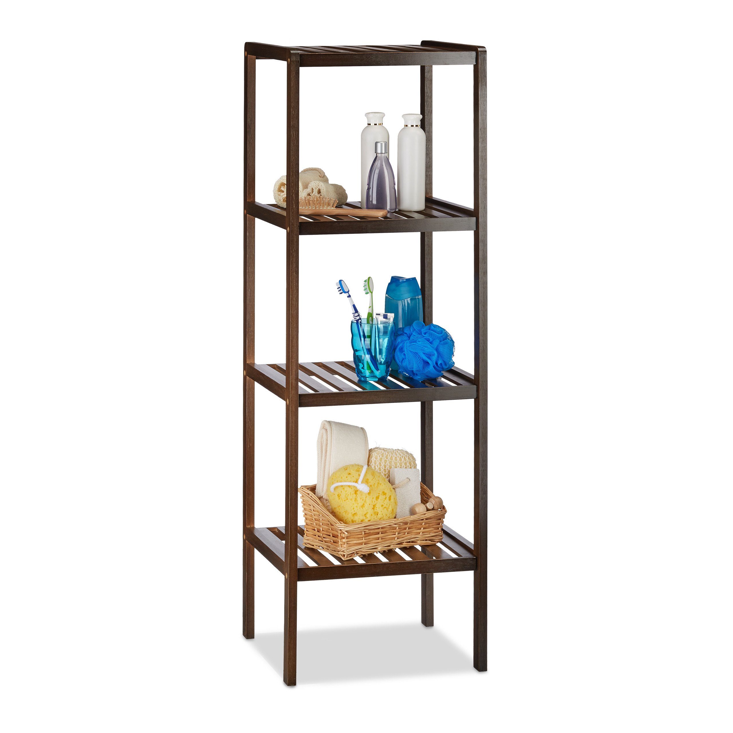 relaxdays Badregal Bambus Badregal mit 4 günstig online kaufen