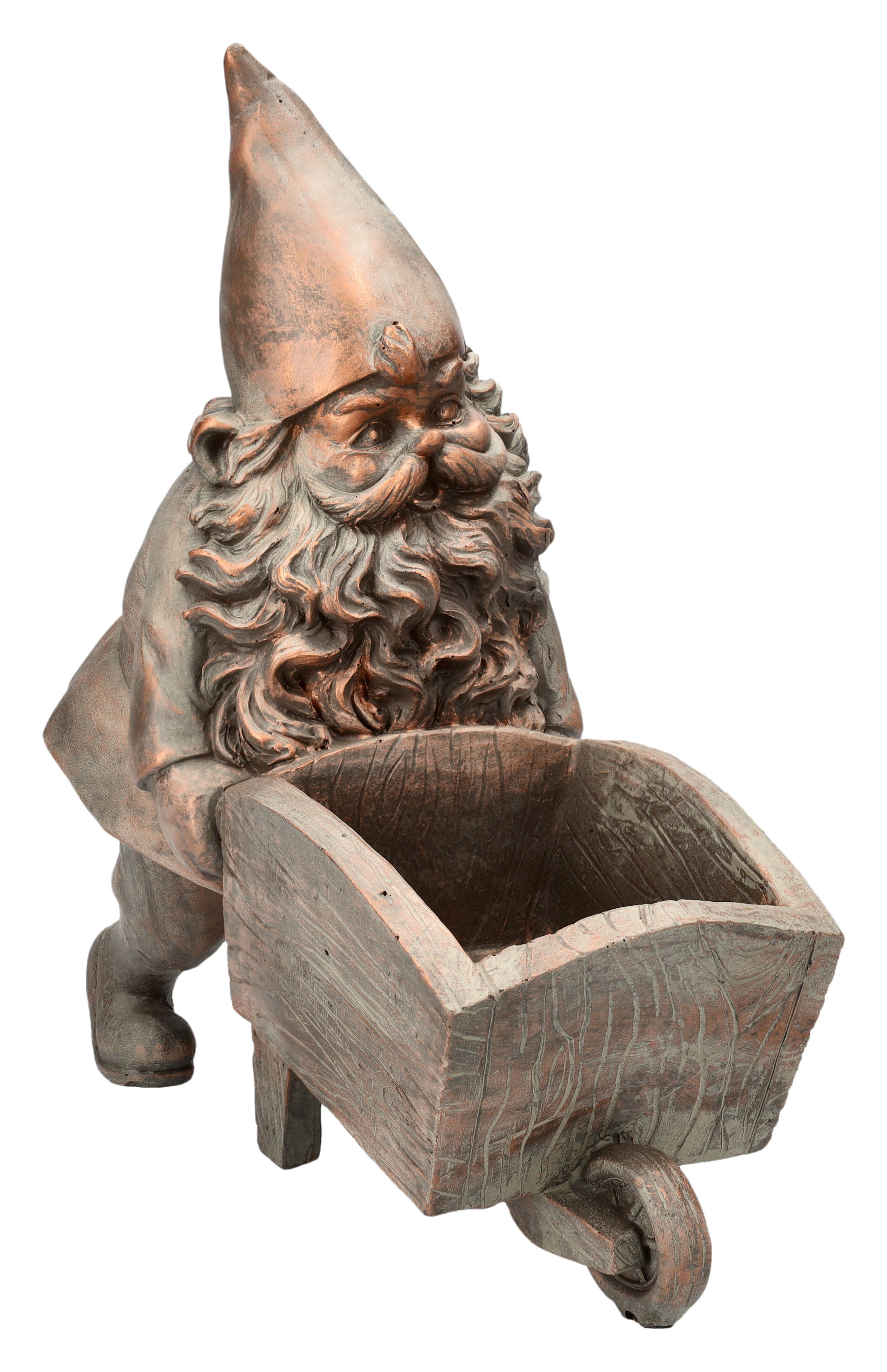Figuren Shop GmbH Gartenzwerg Gartenzwerg Figur mit Schubkarren Pflanztopf - Blumentopf Dekofigur
