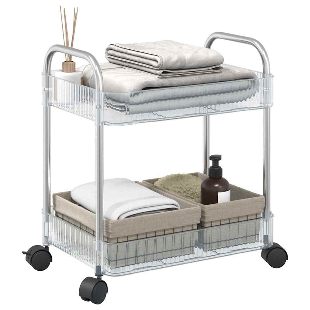 vidaXL Küchenwagen Küchenwagen Aufbewahrungswagen 2 Etagen Transparent 37x27,5x43,5 cm Ac