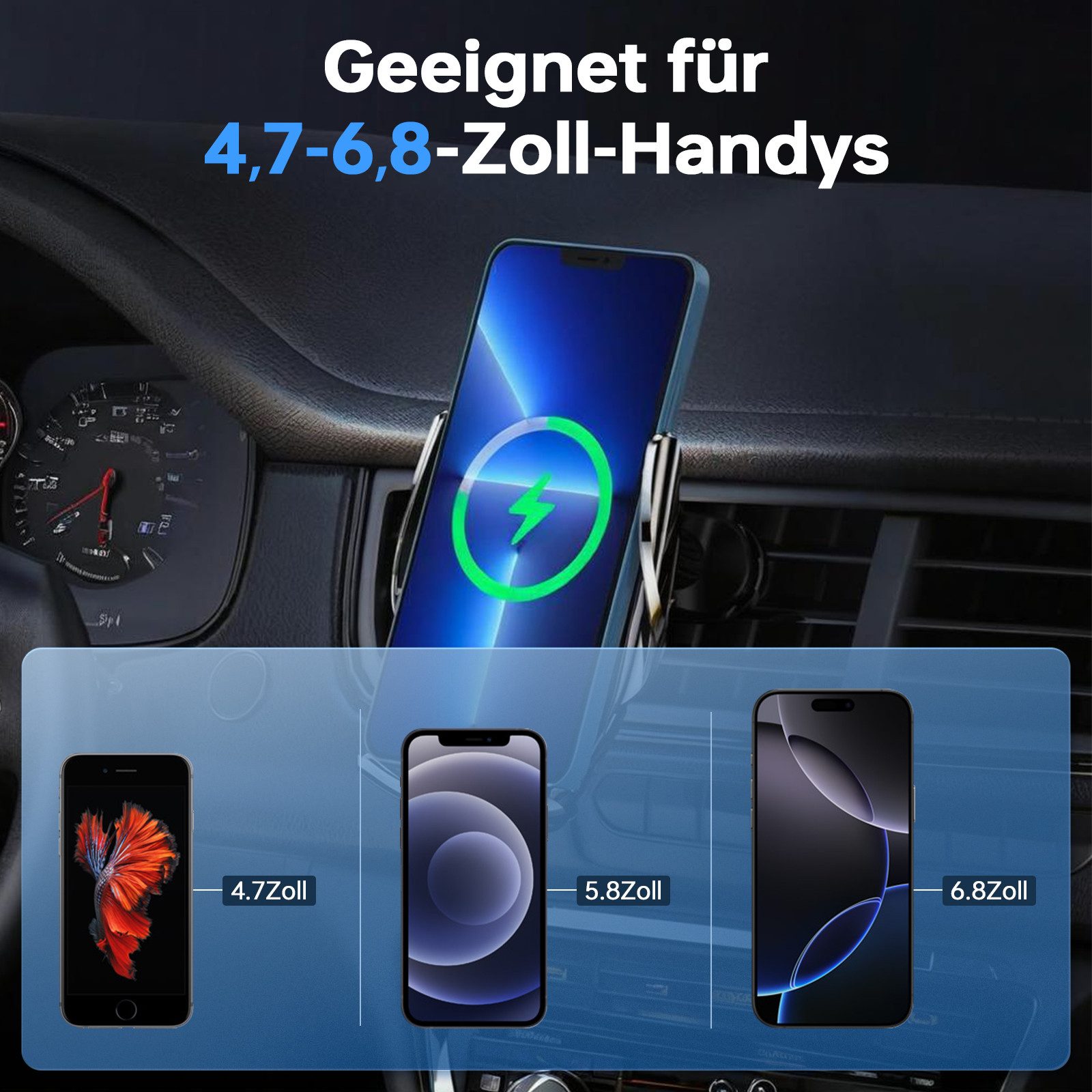 neue dawn Handy-Halterung Kabelloses Ladegerät Auto Handyhalterung Induktives für iPhone Samsung