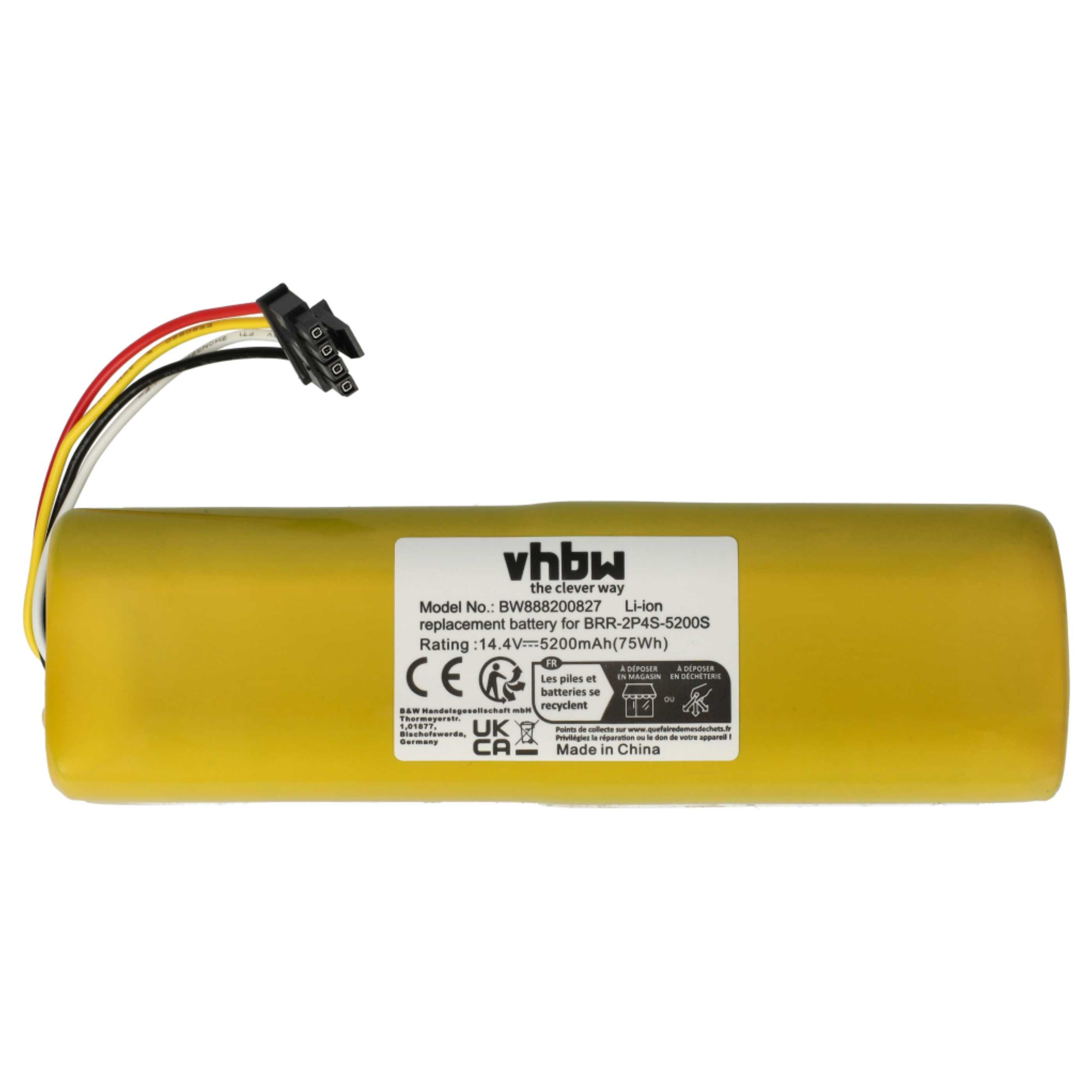 vhbw Akku passend für Dreame D9 Max, L10, L10 Pro, D9 Pro, L10s Ultra, Z10 Staubsauger-Akku Akku Li-Ion 5200 mAh (14,4 V, 1 St), Leistungsfähiger Austausch-Akku für Ihren Saugroboter