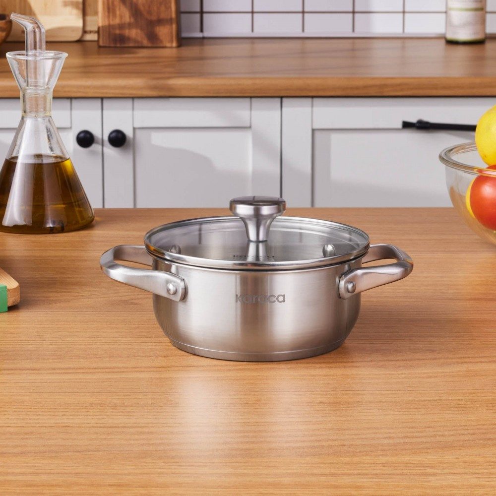 Karaca Kochtopf Karaca Elite Edelstahl-Kasserolle Flach 16 cm