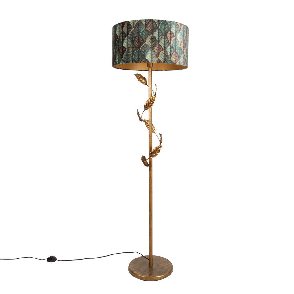 Qazqa Stehlampe Linden, ohne Leuchtmittel, Kaltweiß, QAZQA Stehlampe, e27, Gold, Stahl, classic-antique