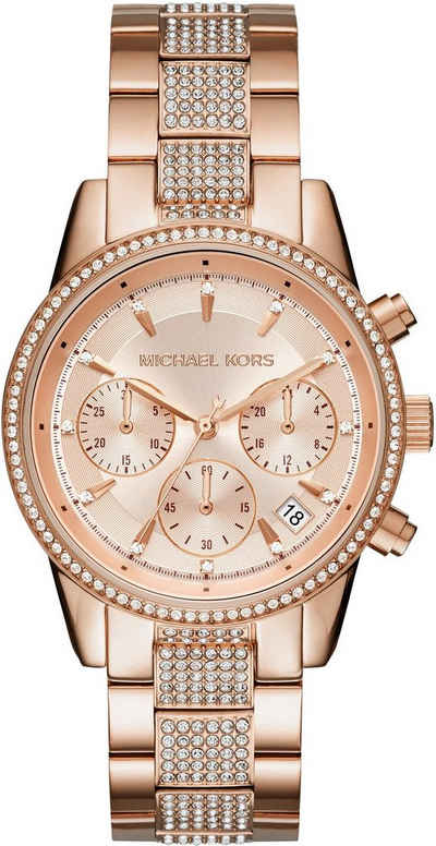 MICHAEL KORS Chronograph RITZ, MK6485, Quarzuhr, Armbanduhr, Damenuhr, Stoppfunktion, Datum, analog