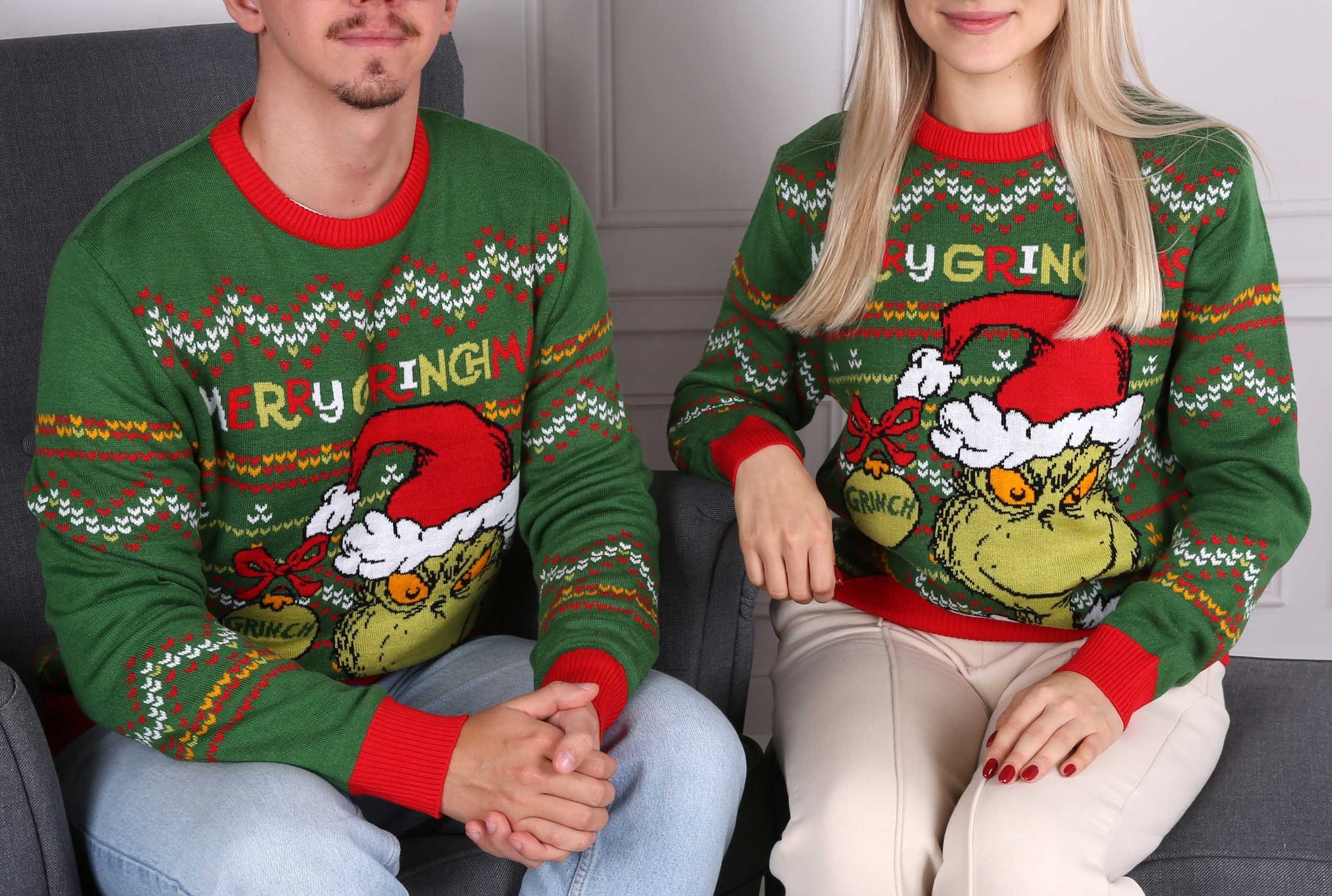 Sarcia.eu Weihnachtspullover Grinch Grüner Weihnachtspulli, unisex, warm XS