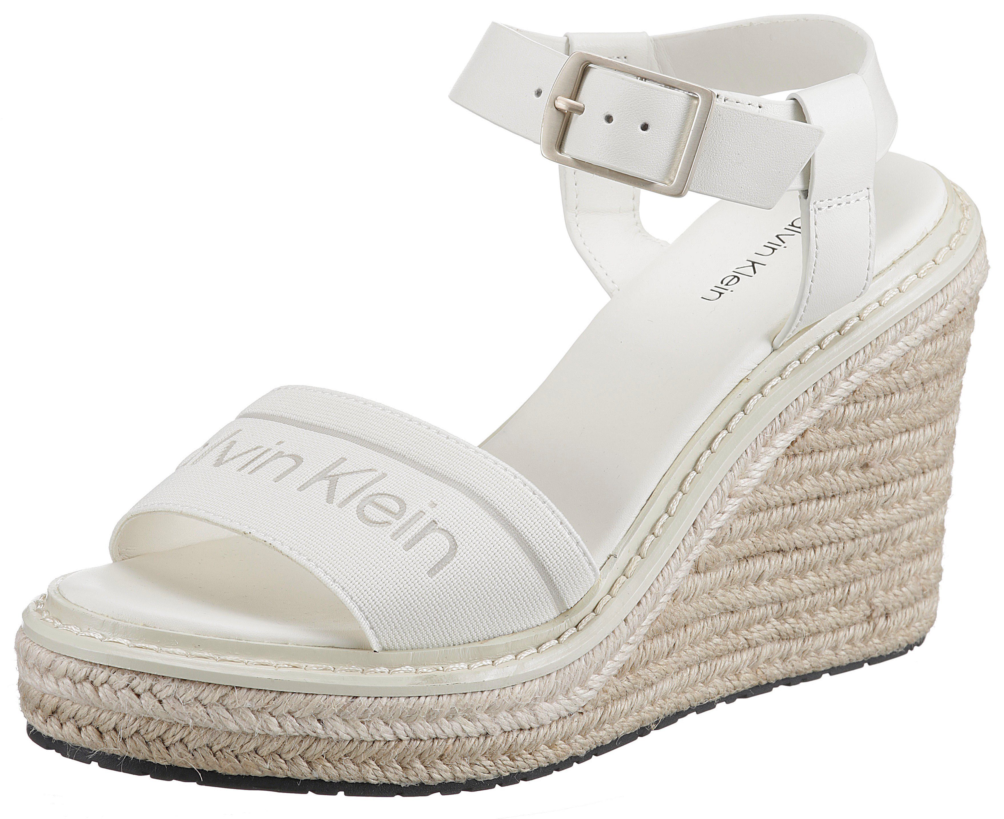 Calvin Klein WIRA 5C *I Sandalette mit Bast bezogenem Keilabsatz offwhite