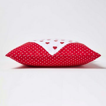 Kissenbezüge Patchwork-Kissenbezug mit Herzen in Rot, 45 x 45 cm, Homescapes