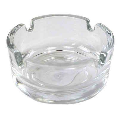 Aschenbecher Tischaschenbecher ca. 7 x 3,5 cm Glasaschenbecher rund transparent, mit 4 Einsenkungen