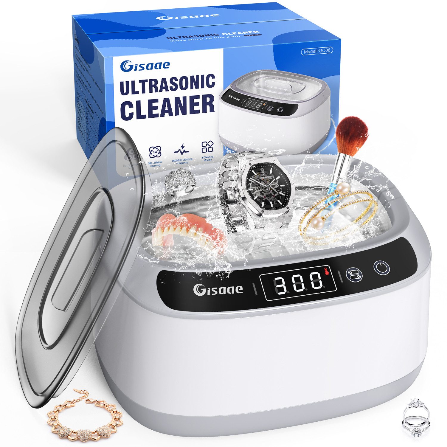 Rolipo Ultraschallreiniger 680ML Ultraschallreinigungsgerät 45KHz mit digitalem Timer, Brillenreinigungsgerät für Brillen, Schmuck,Zahnschiene,Münzen