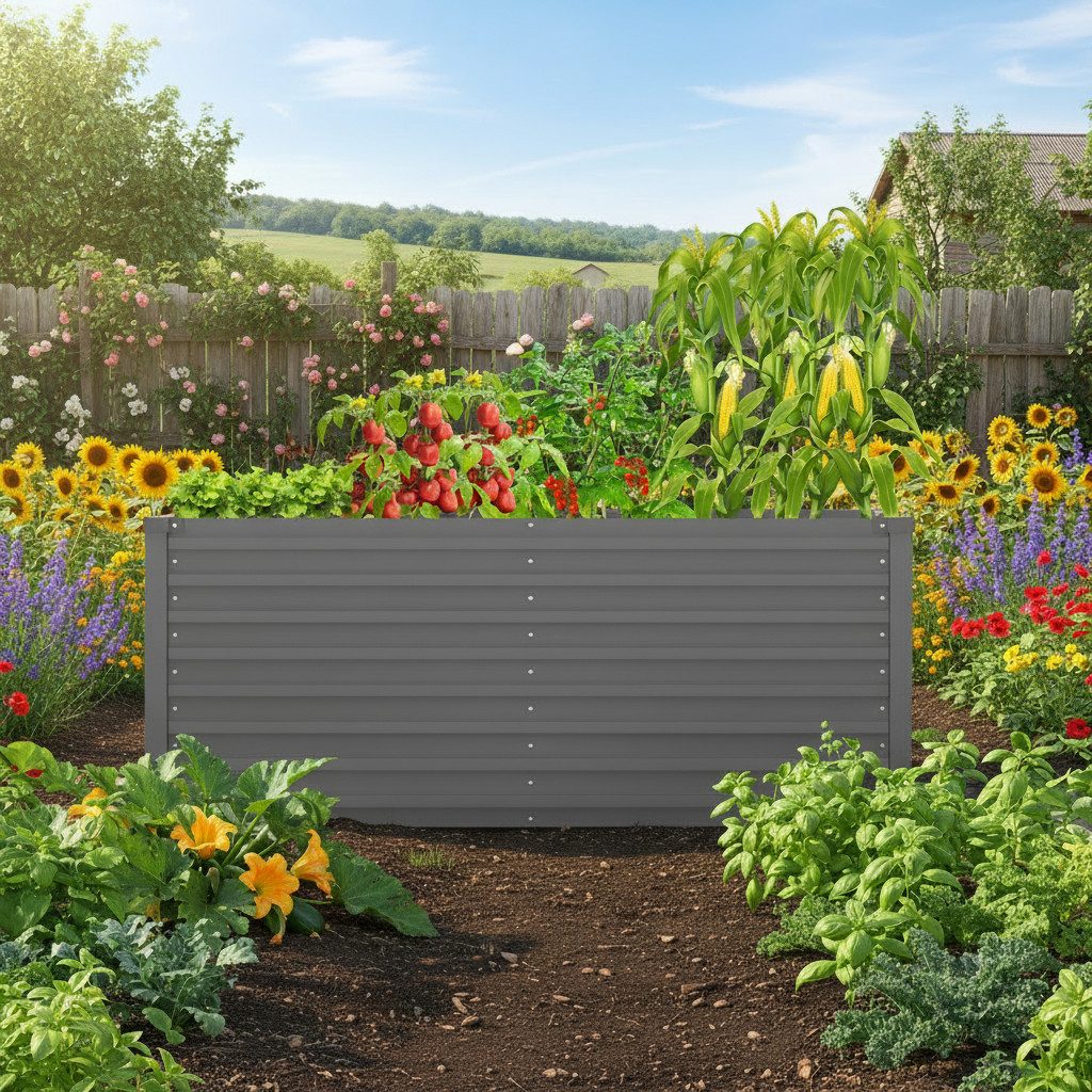 KONIFERA Hochbeet "Emmy", bodenloses Gartenbeet aus verzinktem Stahl, mit Verstrebungen für mehr Stabilität, in zwei Farben