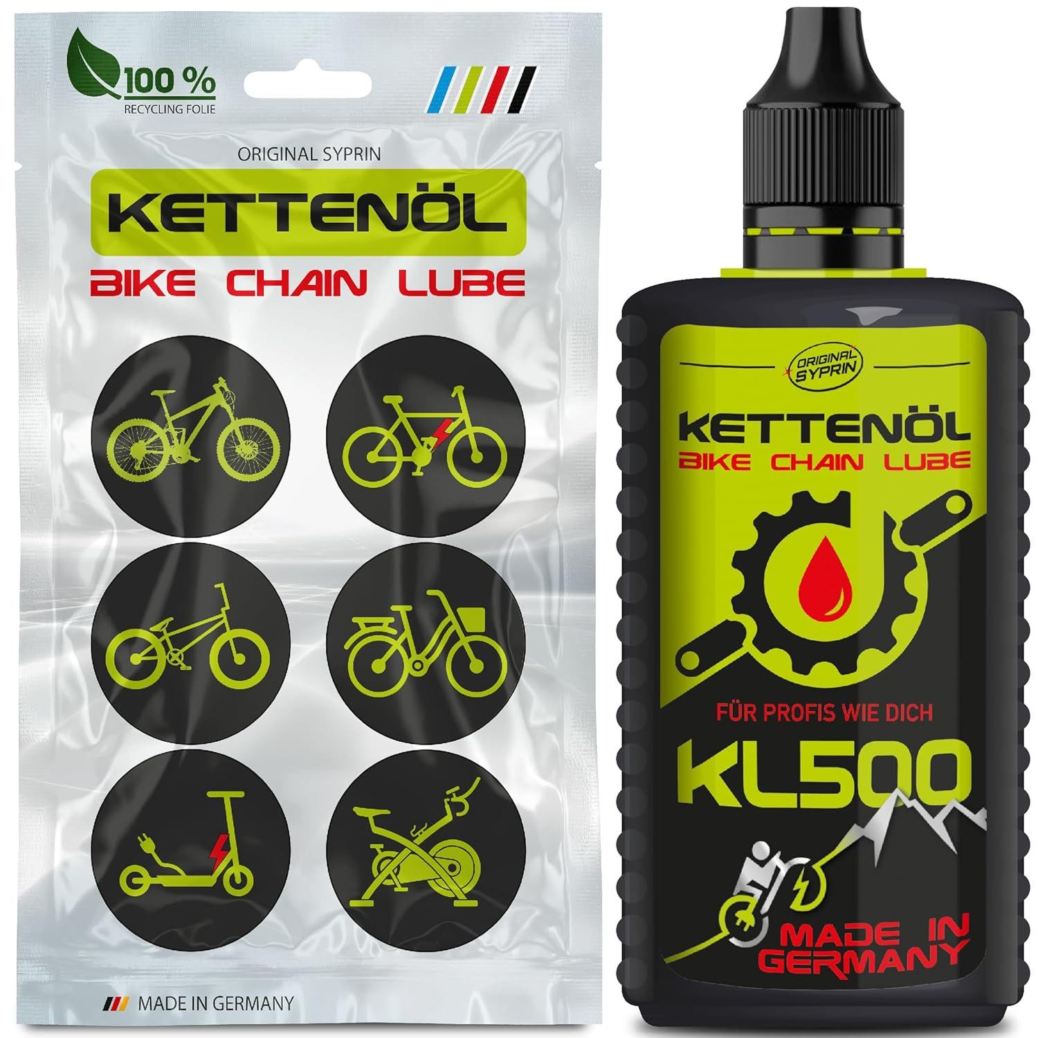 Original Syprin Kettenöl Fahrrad, Kettenöl für E-Bike, MTB & Rennrad Premium Qualität, (Fahrrad Kettenöl Für alle Ebike, Mountainbike, Rennrad Kette, 1-St)