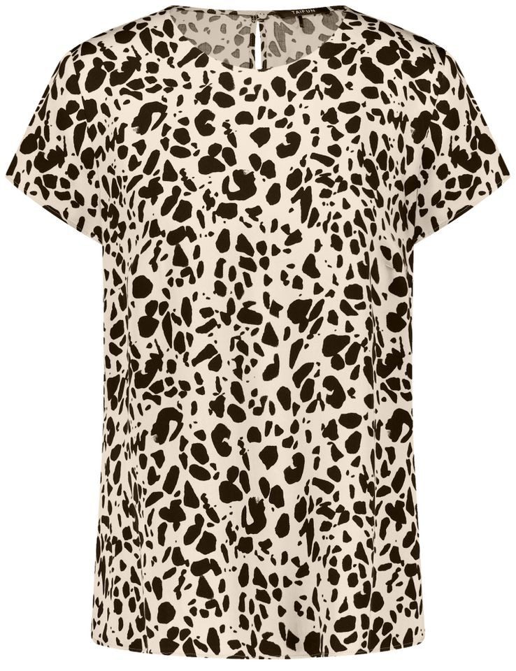 Kurzarmbluse – Kurzarmshirt mit Leo-Print und figurumspielender Passform