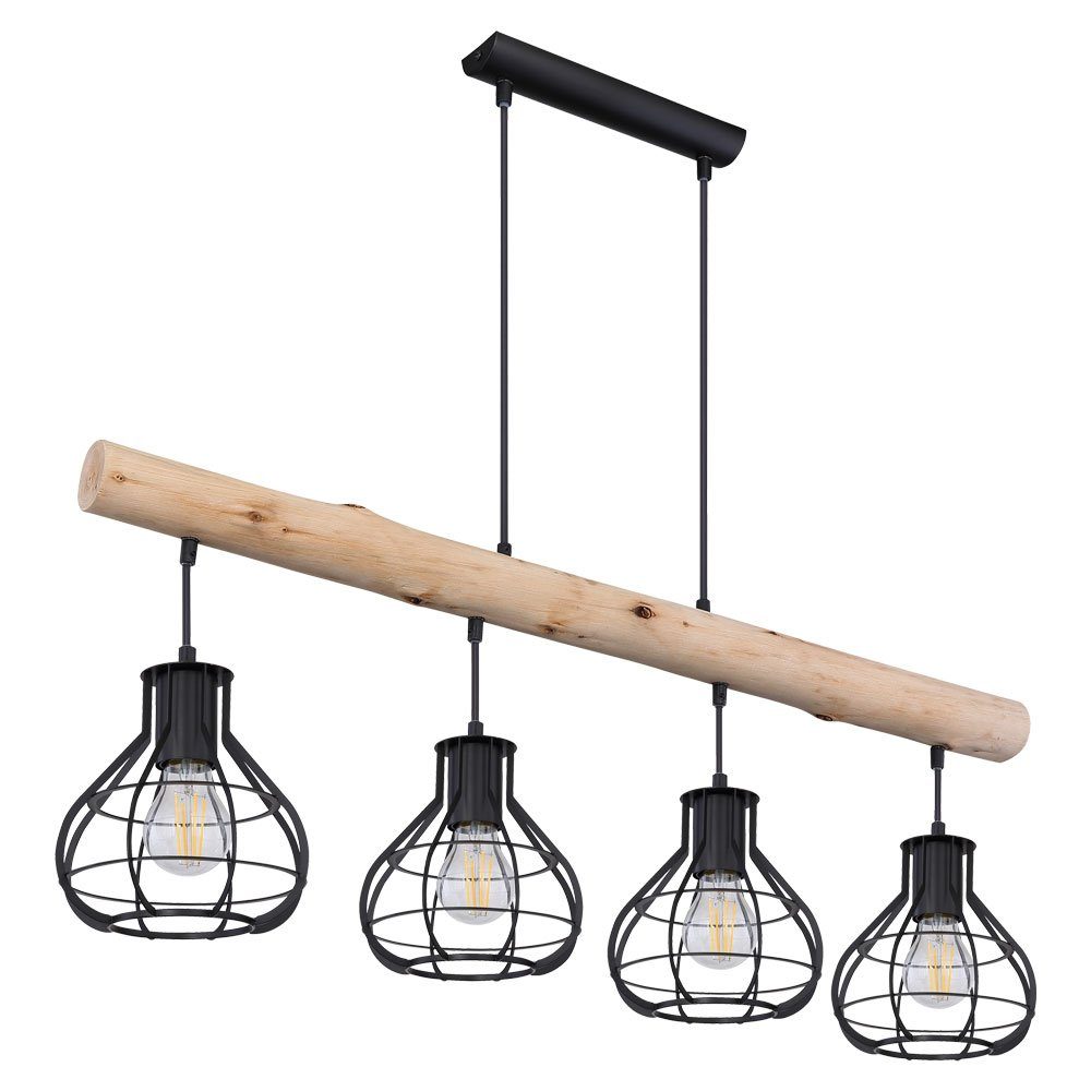 etc-shop Pendel Holz Leuchte Warmweiß, Leuchtmittel Pendelleuchte, inklusive, Decken Filament Hänge LED Lampe Balken