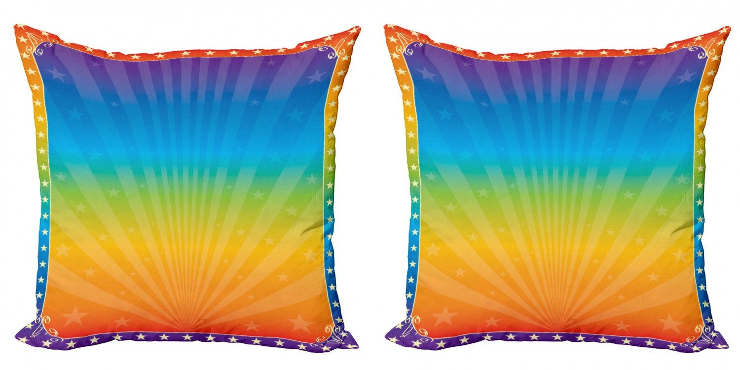 (2 Digitaldruck, Regenbogen-farbige Accent Stück), Rahmen Retro Kissenbezüge Zirkus Abakuhaus Modern Doppelseitiger