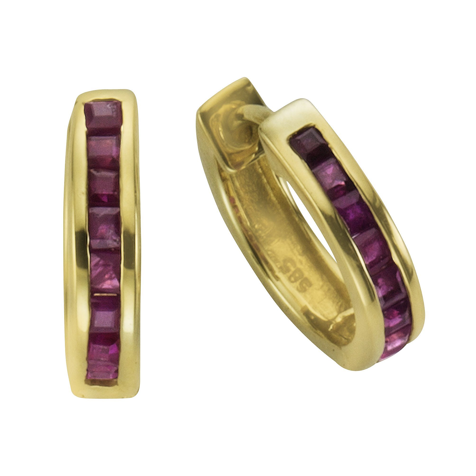 Fascination by Ellen K. Paar Creolen Gold 585 mit 16 natürlichen Rubinen 12 günstig online kaufen