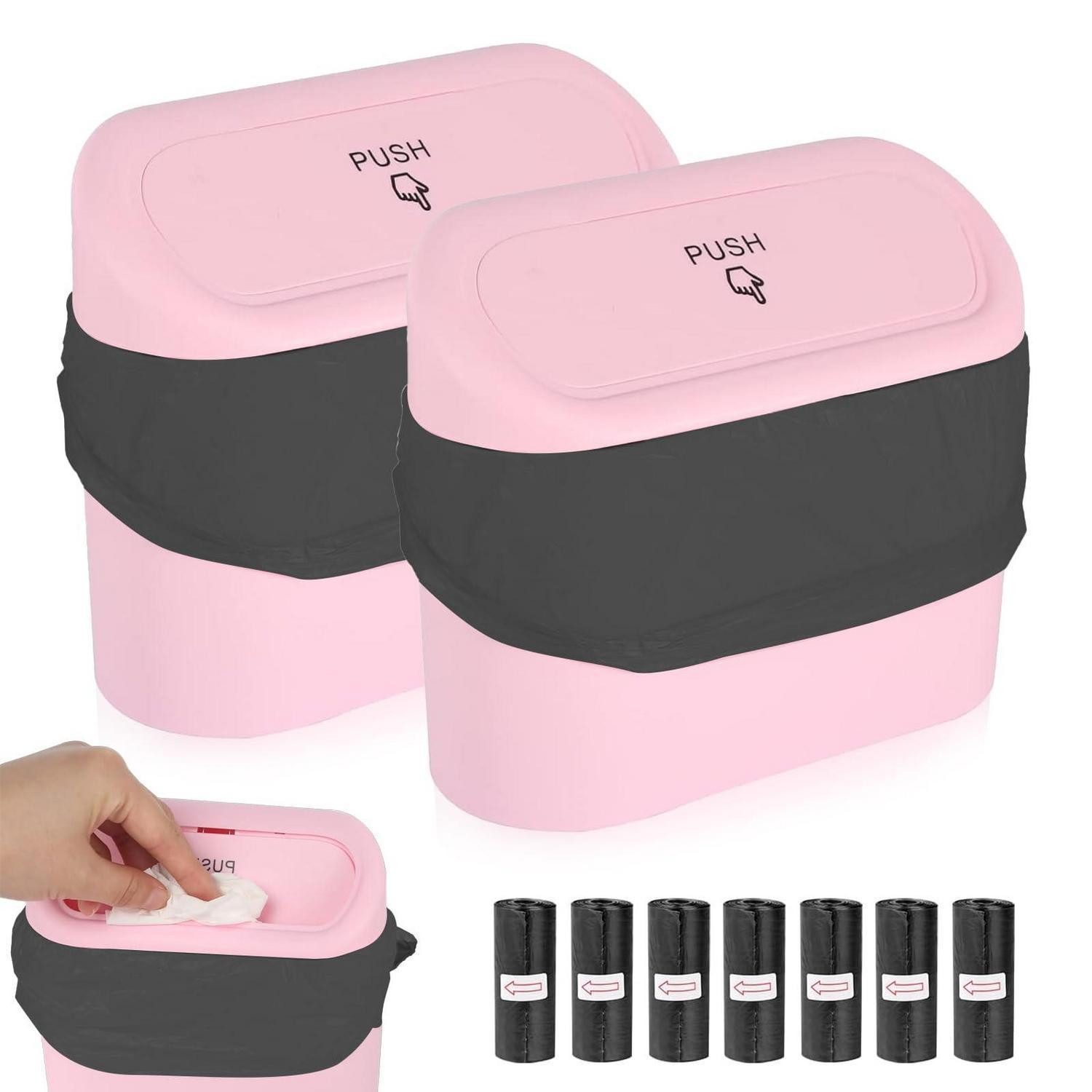 LuxusKollektion Mülleimer Auto-Mülleimer 2er pink mini mit Deckel 105 Beutel geruchsdicht