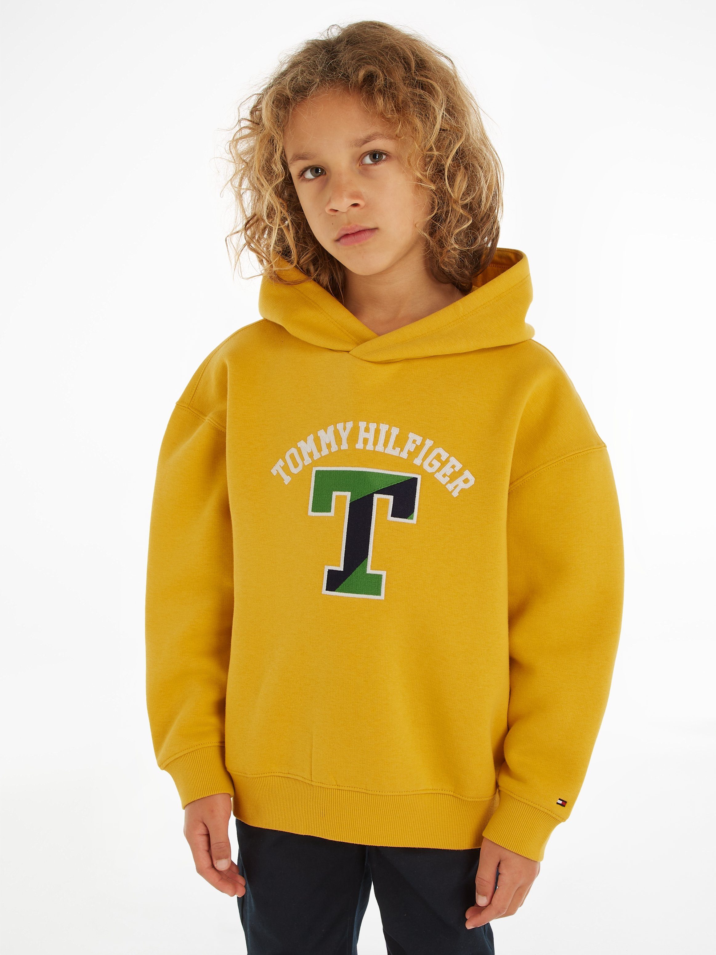 Tommy Hilfiger Kapuzensweatshirt T VARSITY HOODIE mit großem Tommy Hilfiger Front Print College_Gold