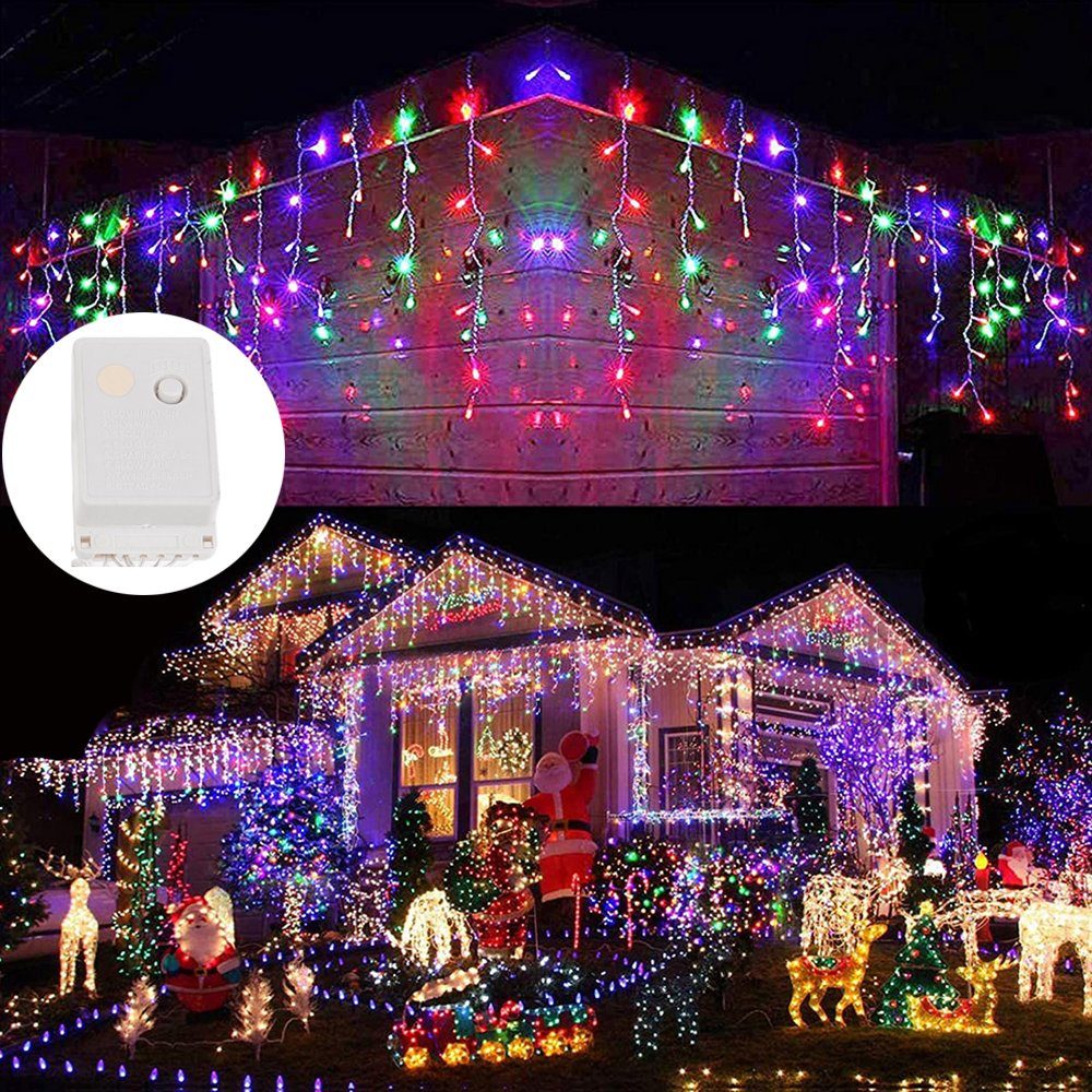 Sunicol LED-Lichterkette Eisregen Lichtervorhang, Außen Innen, Wasserdicht, gartenBeleuchtung, IP44, Lichterketten für Weihnachten, Schlafzimmer, Party, Hochzeit Mehrfarbig