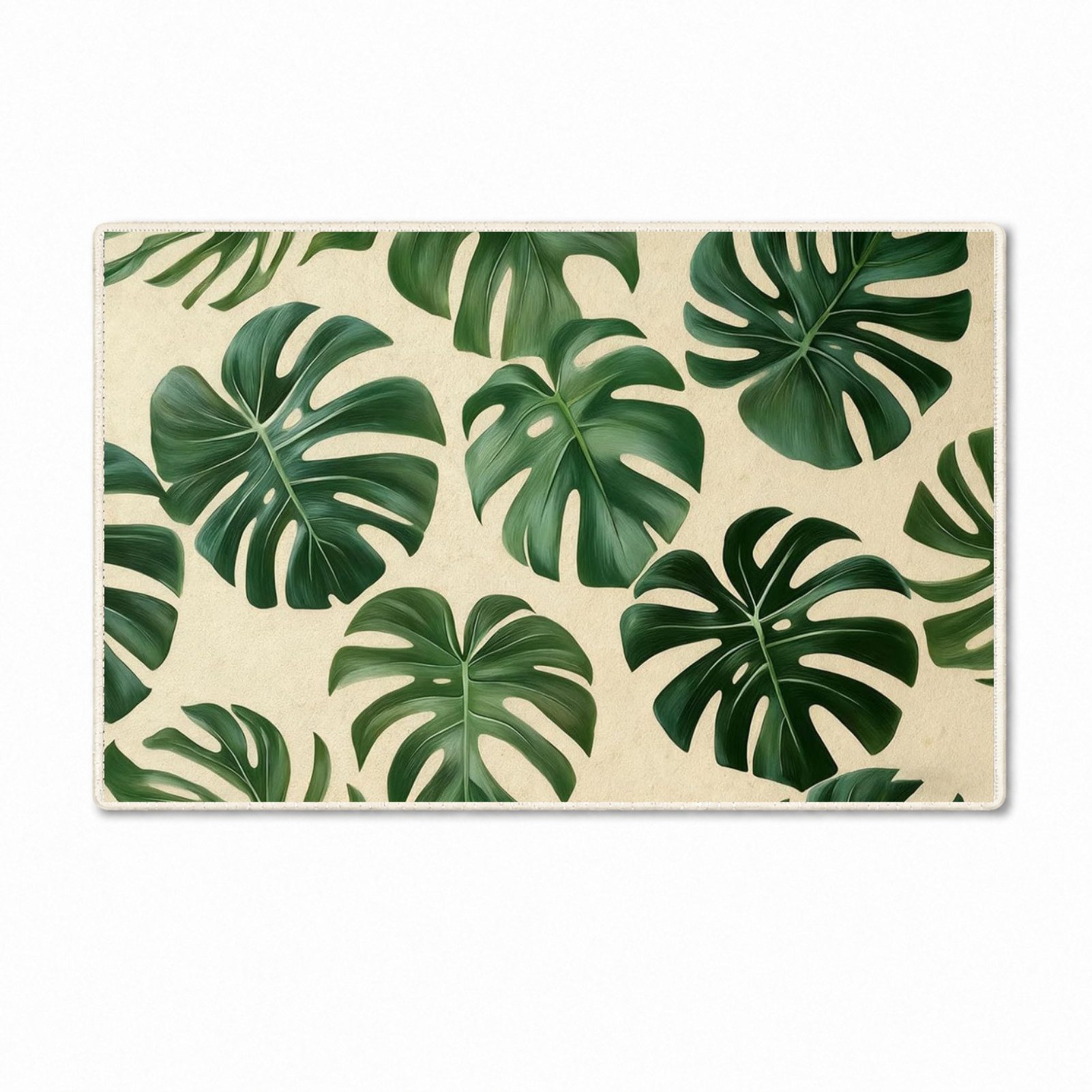 Jumpeak Teppich Teppich mit Monstera‑Blatt Motiv, tropisches Pflanzen‑Design, Rechteckig, Höhe: 5 mm, rutschfest, weich für Wohn‑ und Schlafzimmer