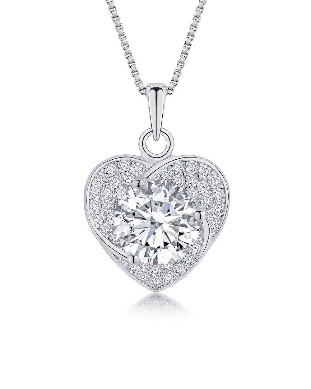 Herzkette 'Elena' Damen Halskette Silber 925 Anhänger Herz 45cm