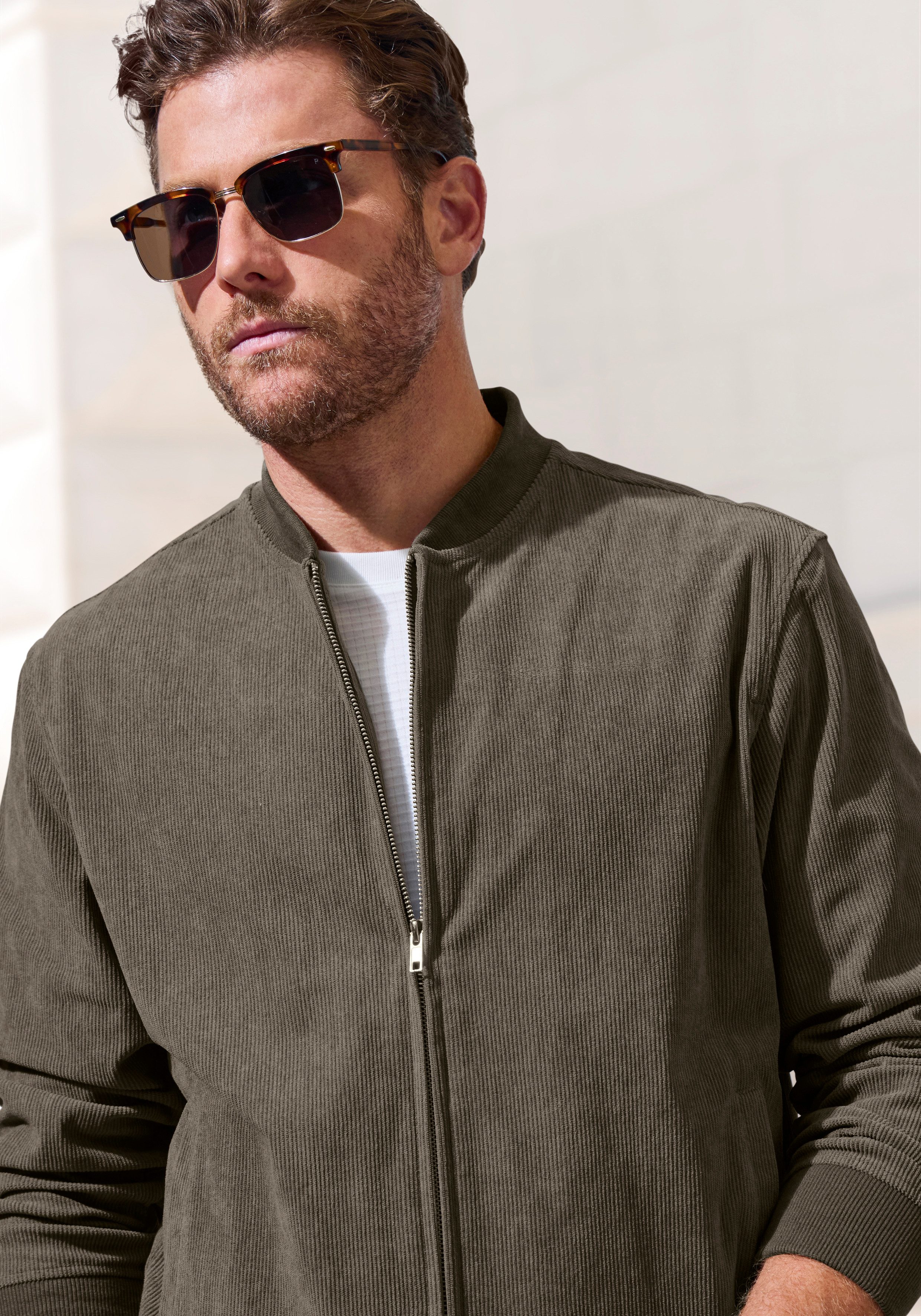 H.I.S Cordjacke - Blouson mit Reißverschluss, Pilotenjacke / Übergangsjacke aus Cord, regular fit