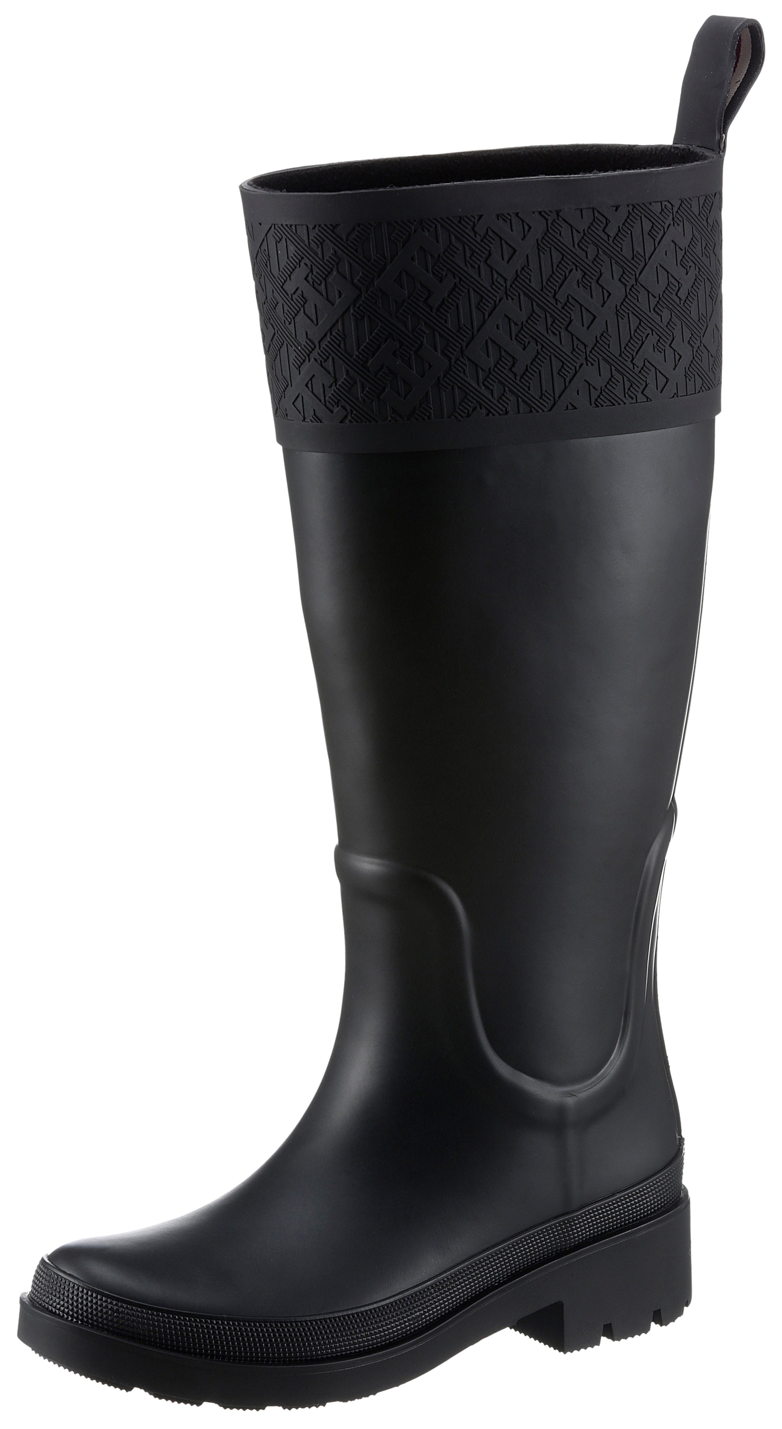 Tommy Hilfiger RUBBER LONG BOOT MONOGRAM Gummistiefel, Blockabsatz, Schlupf günstig online kaufen