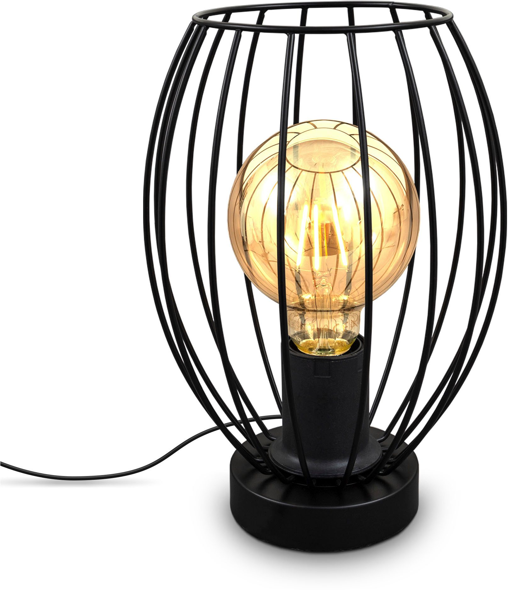 B.K.Licht Tischleuchte Retro-Tischlampe, Metall, Schwarz, ohne günstig online kaufen
