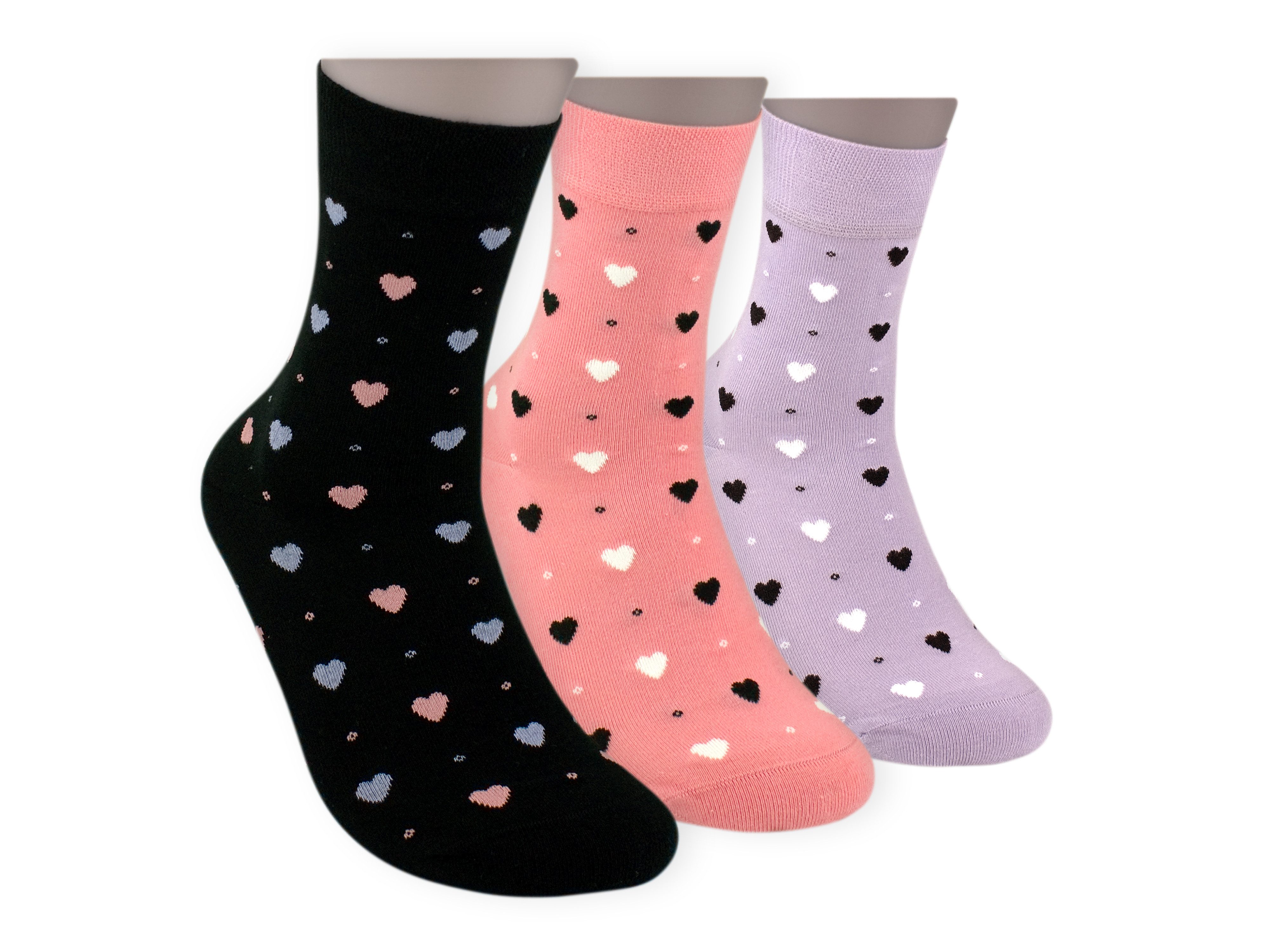 Die Sockenbude Basicsocken RS-Strumpf SWEETHEART (Bund, 3-Paar, purple rosa schwarz) extrafeine Maschenqualität