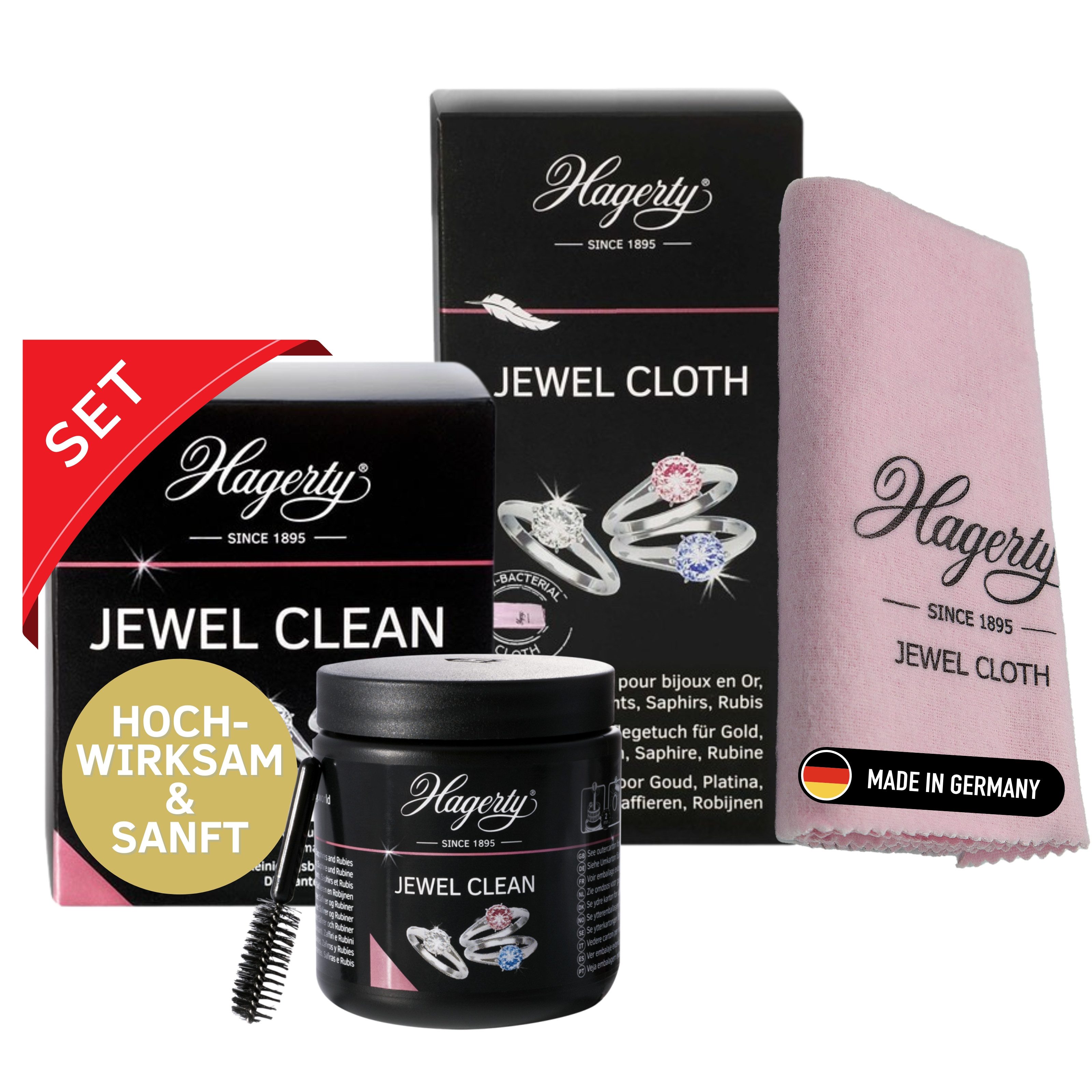 Hagerty Set Jewel Clean + Jewel Cloth Schmuck & Edelstein Reinigung Schmuckreiniger