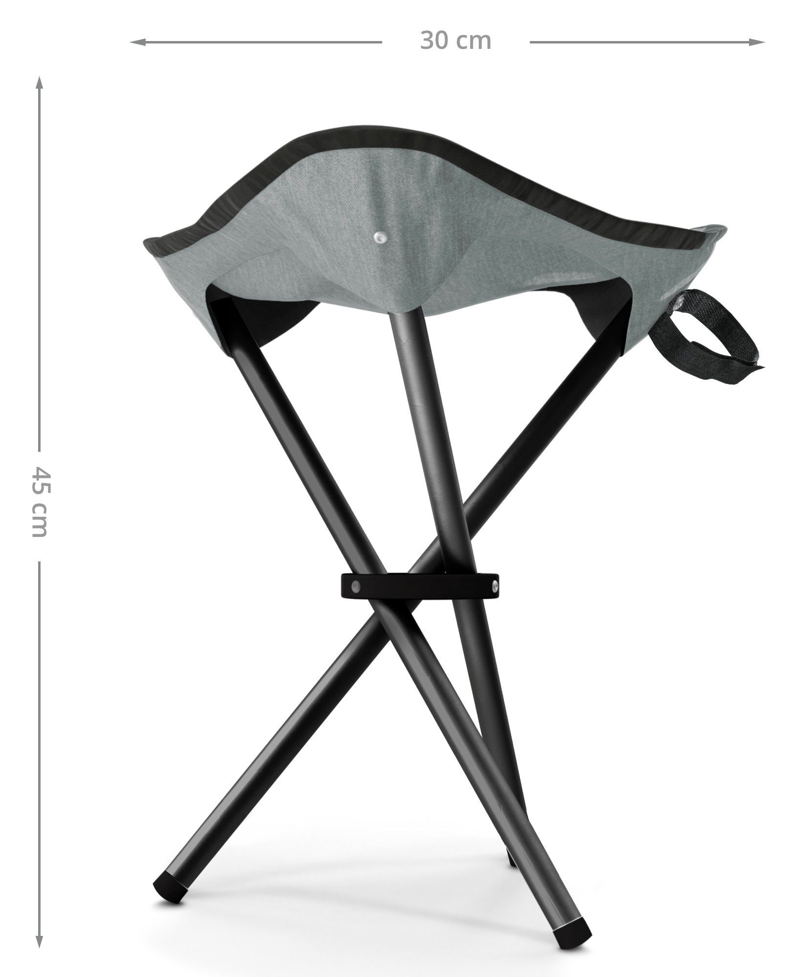 Stagecaptain Klappstuhl TP-345 GY Dreibein-Klapphocker Camping (1 St), Gartenstuhl faltbar, Anglerstuhl, Faltstuhl, Strandstuhl für unterwegs – Bild 4 von 5