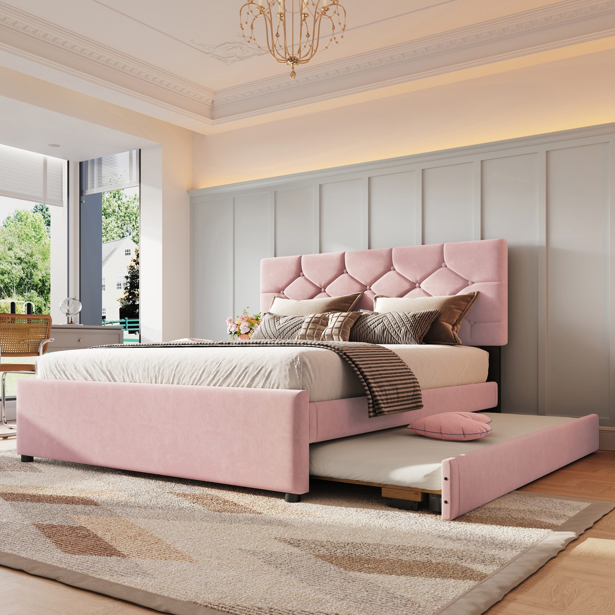 SOFTWEARY Polsterbett mit Gästebett und Lattenrost günstig online kaufen