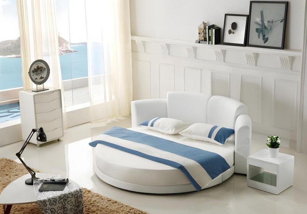 Xlmoebel Rundbett Rundes Schlafzimmerbett mit LED-Beleuchtung in modernem Design (Bett), Hergestellt in Europa