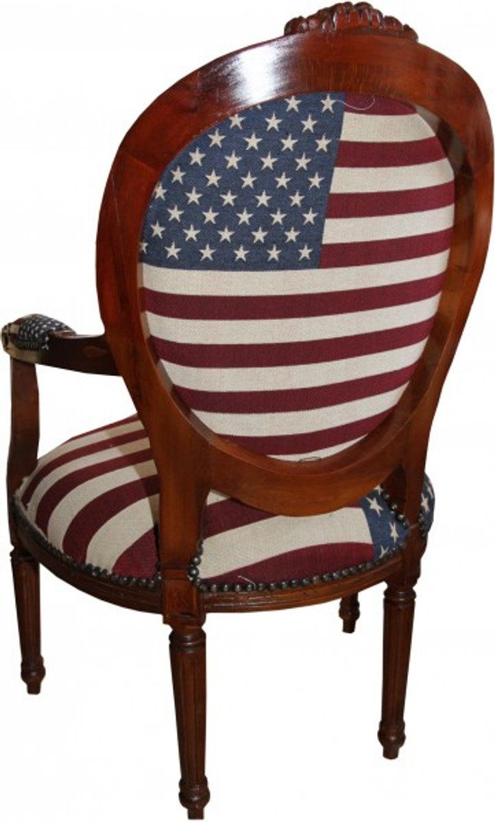 USA Casa Salon Braun Stil Mahagoni / Barock Stuhl USA Padrino Besucherstuhl Design -