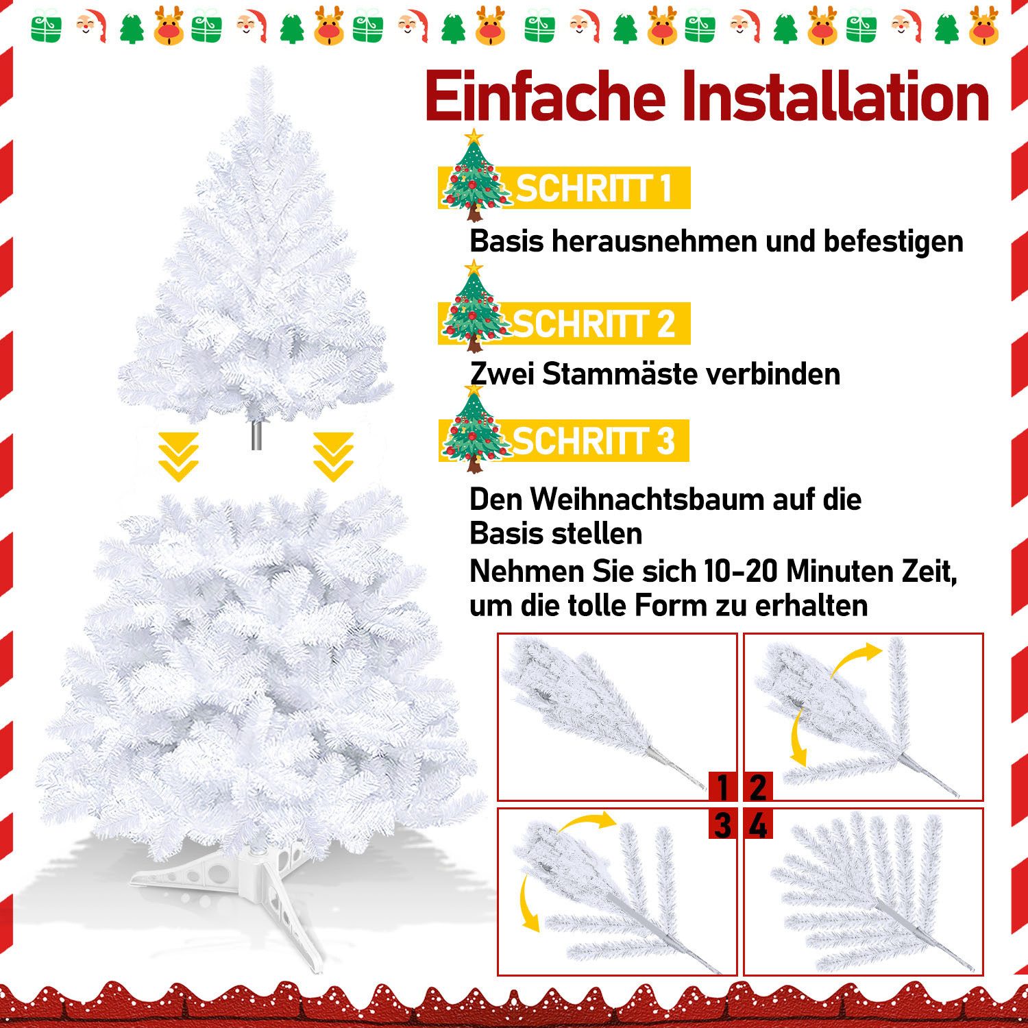 Clanmacy Künstlicher Weihnachtsbaum 120-210cm,Tannenbaum,Weihnachtsbaum mit Faltbarem ständer,Tannenbaum, Tannenbaum, Gute Kompression, nicht leicht verformt – Bild 3 von 5