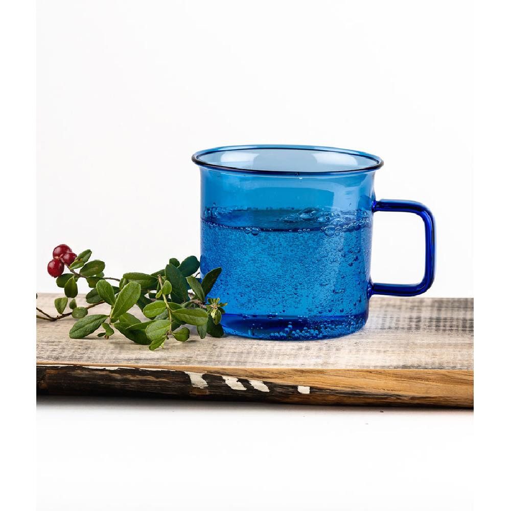 Muurla Tasse Teeglas Tasse Blau aus hitzebeständigem Glas (350ml)