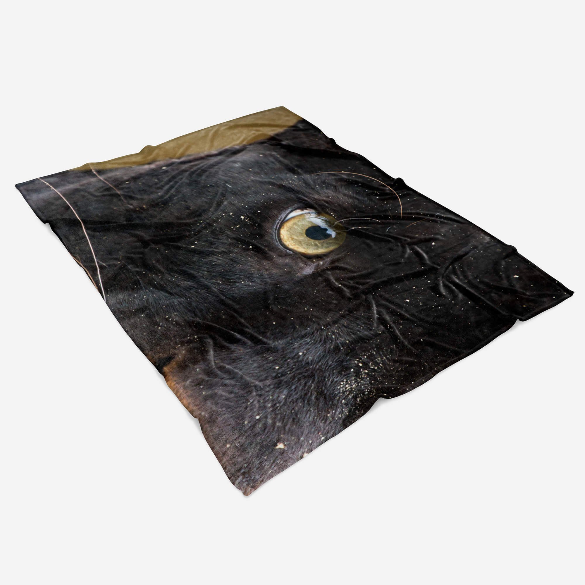 Sinus Art mit Handtuch Auge Saunatuch (1-St), Strandhandtuch Handtücher Kuscheldecke Handtuch eines Tiermotiv Panther, Baumwolle-Polyester-Mix