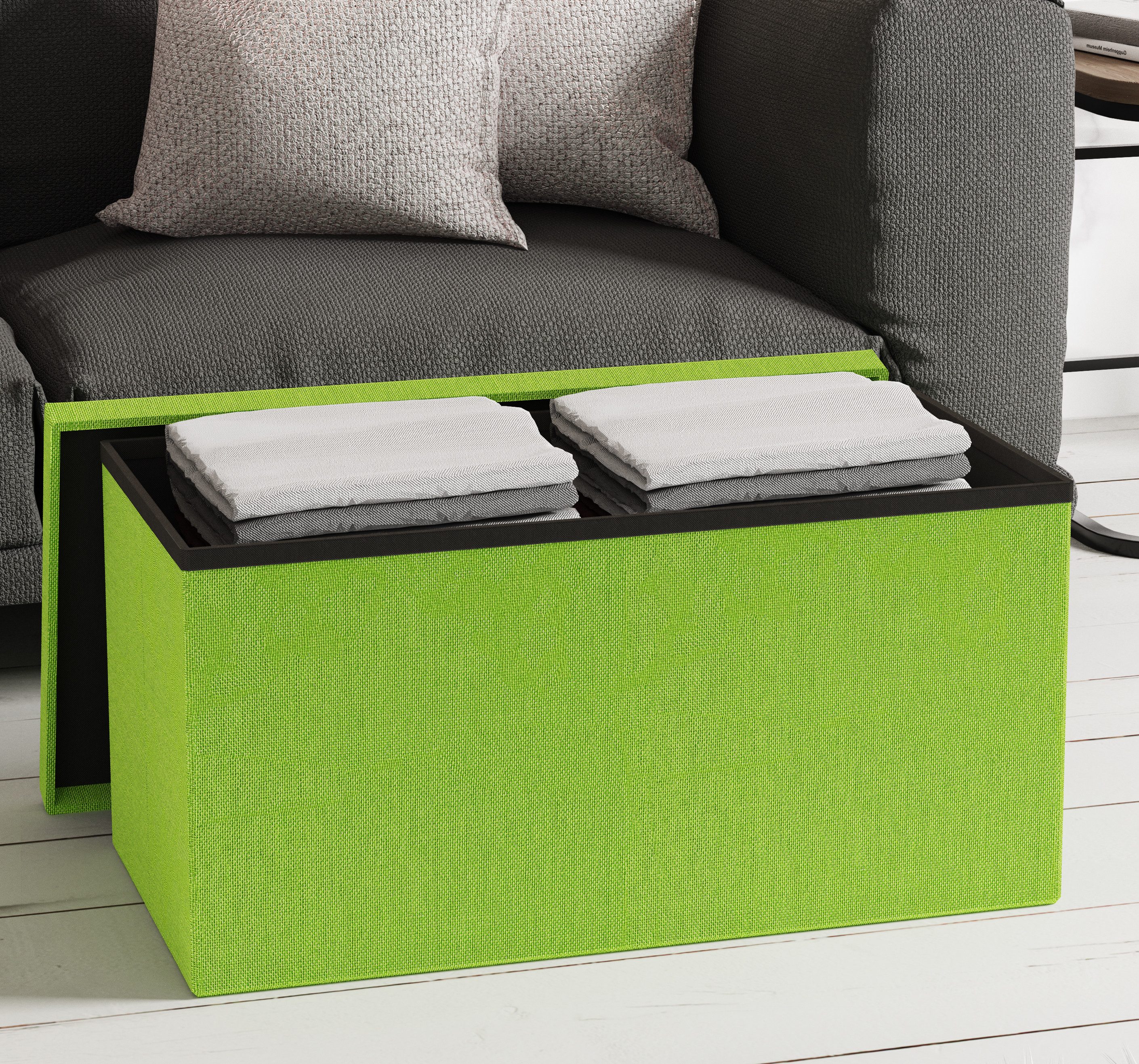 VCM Schuhbank Boxas B. 76 x T. 38 x H. 38 cm, Stoff-Sitztruhe, Kiste für flexiblen Einsatz in allen Wohnräumen – Bild 4 von 5