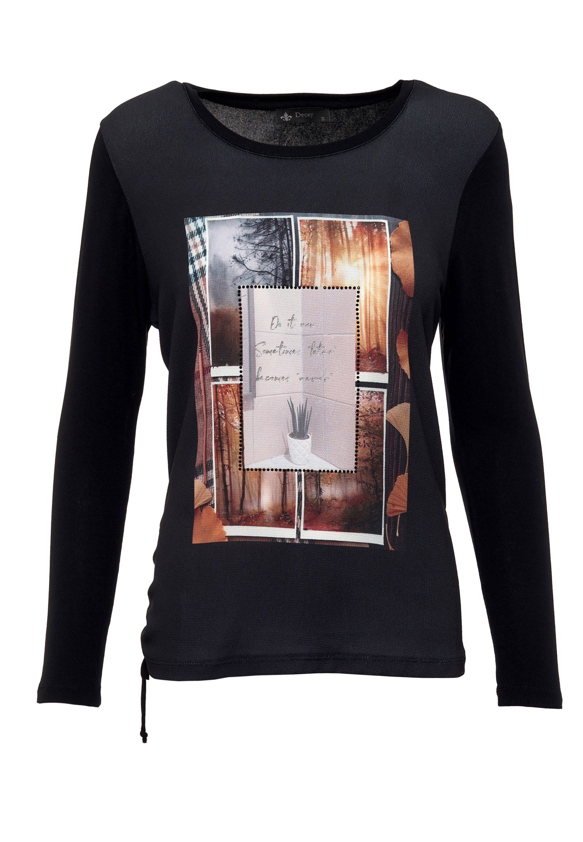 mit Vintage-Aufdruck schwarz coolem Decay Langarmshirt