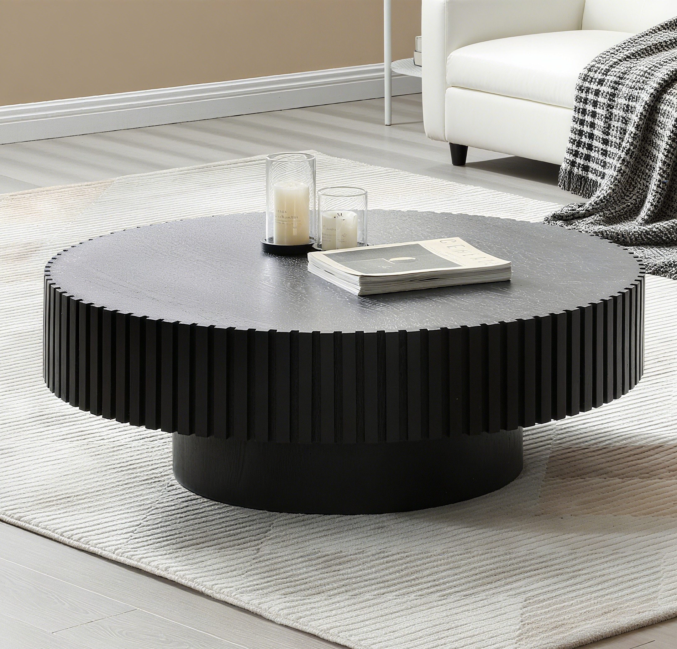 NJLyuhome Couchtisch Beistelltisch Runder Kaffetisch mit Massivholz-Rahmen, günstig online kaufen